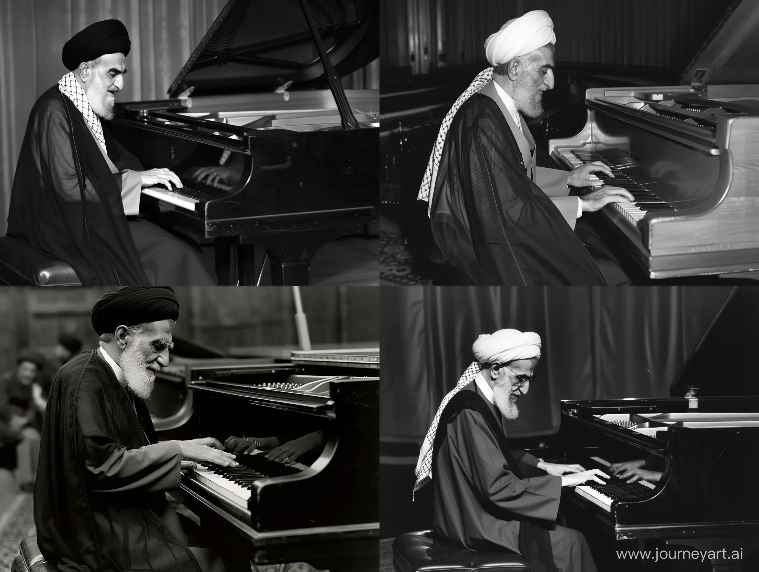 Ayatollah Ruhollah Khomeini playing the piano