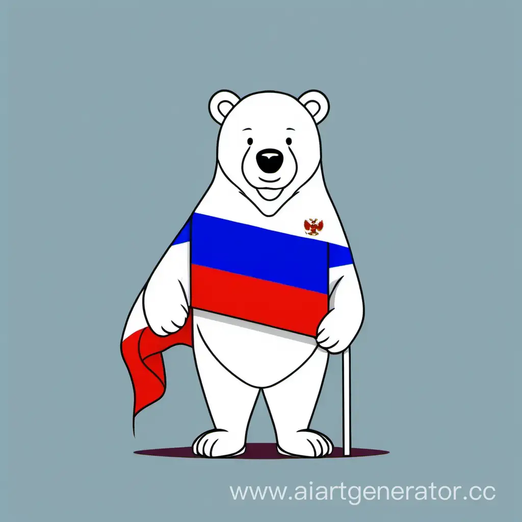 Proud-White-Bear-Holding-the-Russian-Flag