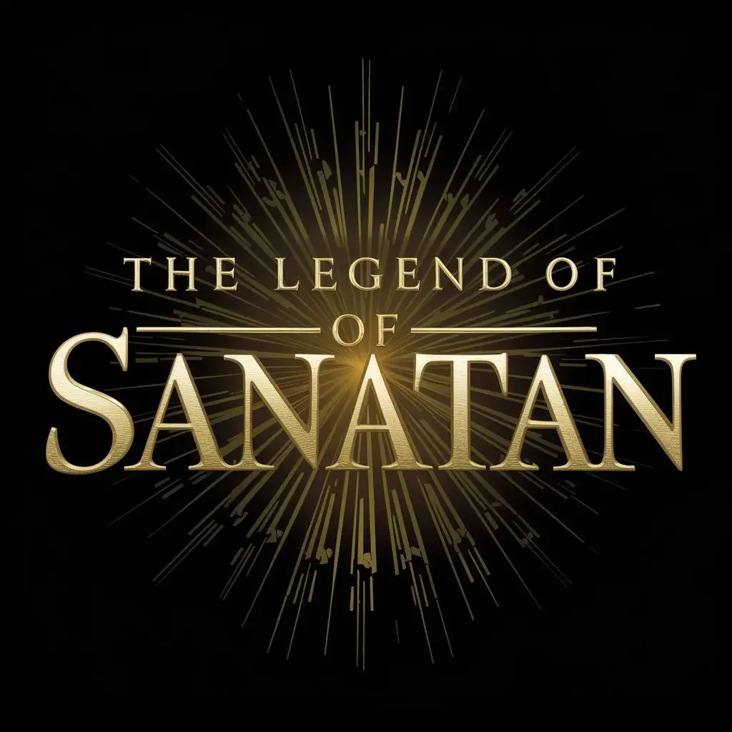 logo, Gold and gold white, with the text "The legend of Sanatan", typography, be used in Entertainment industry
