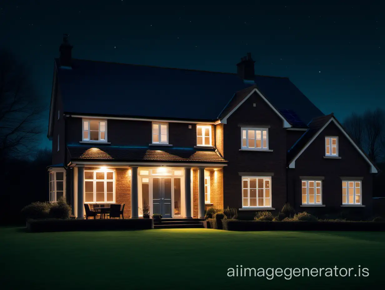 Illuminated-Nighttime-Home-Showcasing-Inverter-and-Battery-Solutions