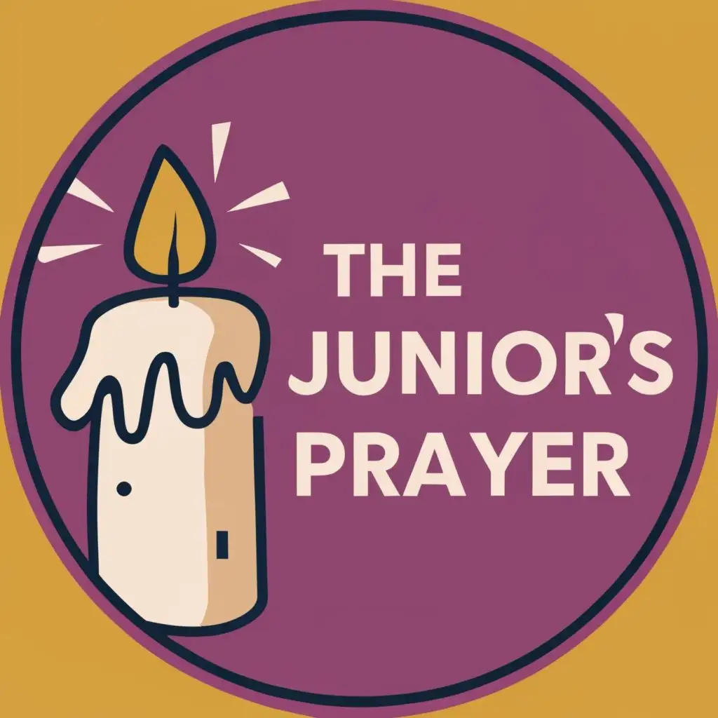 logo, circle with a candle, with the text "Juniors Prayer", typography