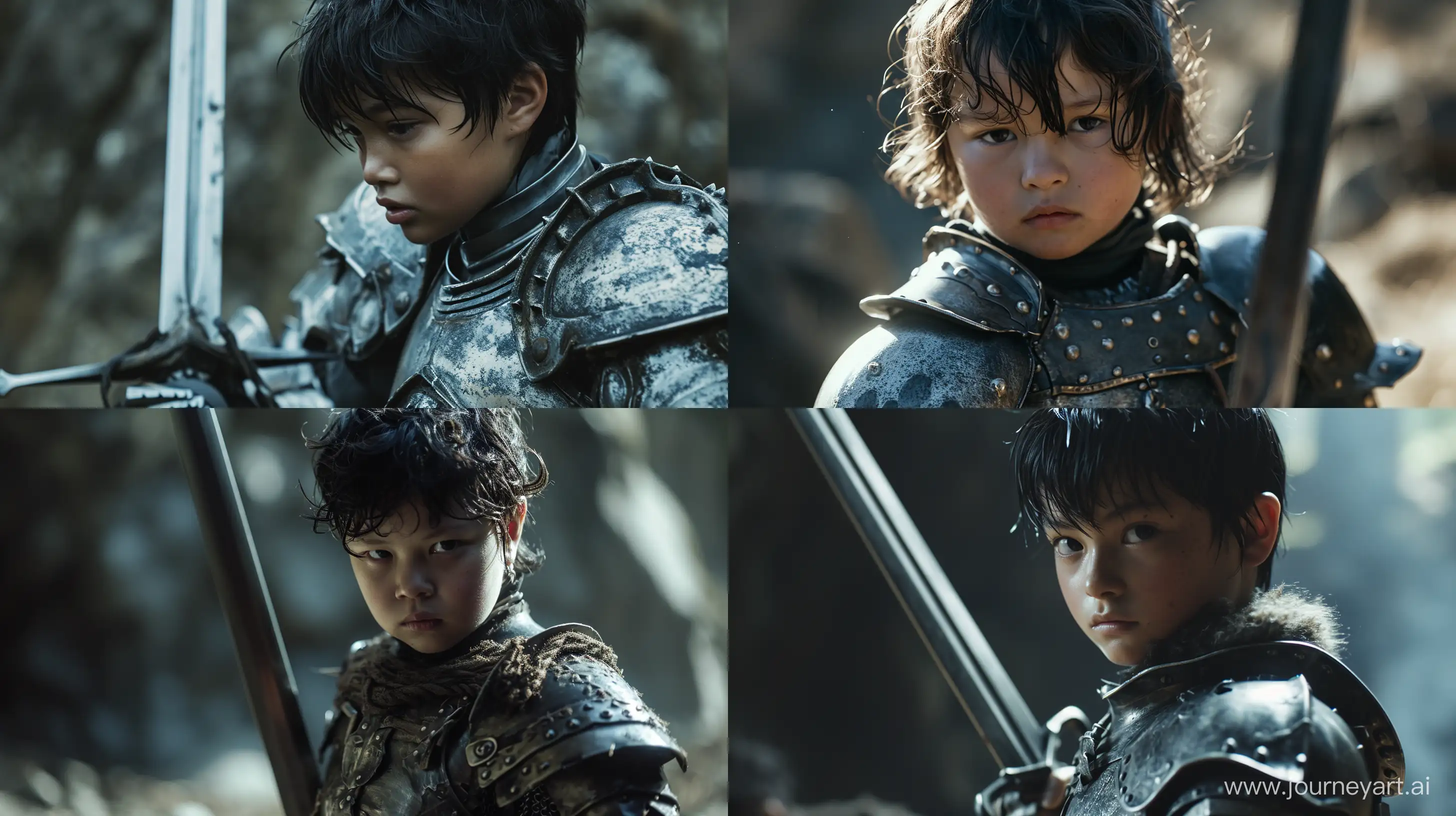 Bran-Stark-Child-in-Griffith-Armor-with-Stormbringer-Sword-Cinematic-Fantasy-Portrait