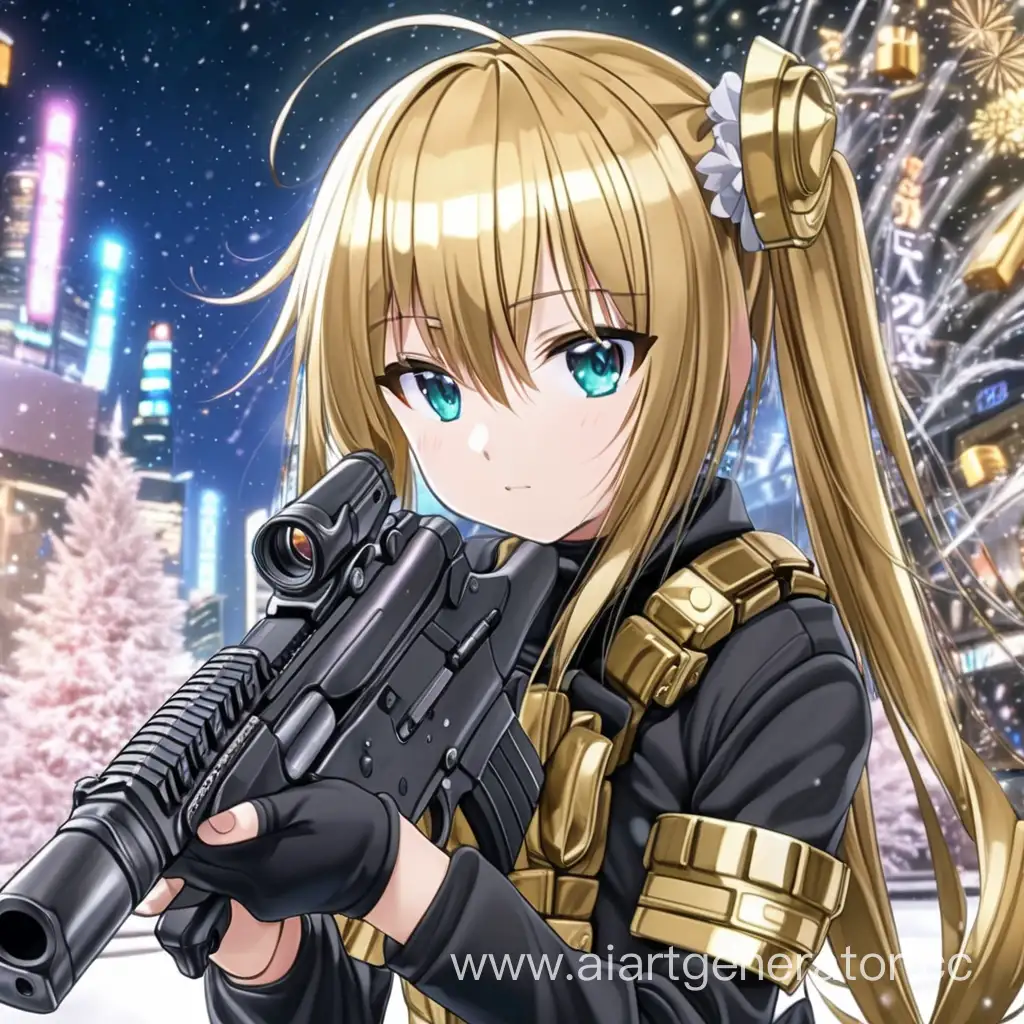 firearms gold ammo cyber forensics hacker anime girl 2024 new years holiday 