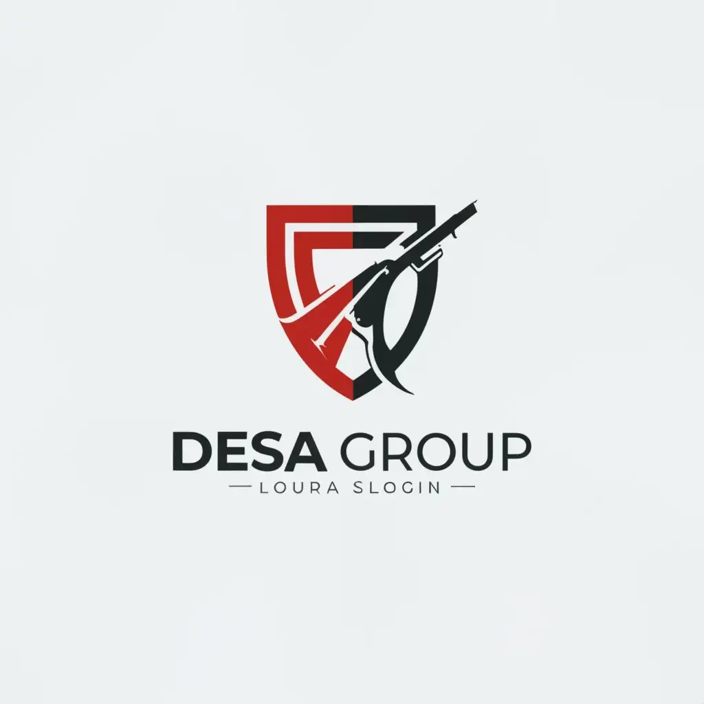 a logo design,with the text "DESA GROUP", main symbol:defense sector,Minimalistic,clear background