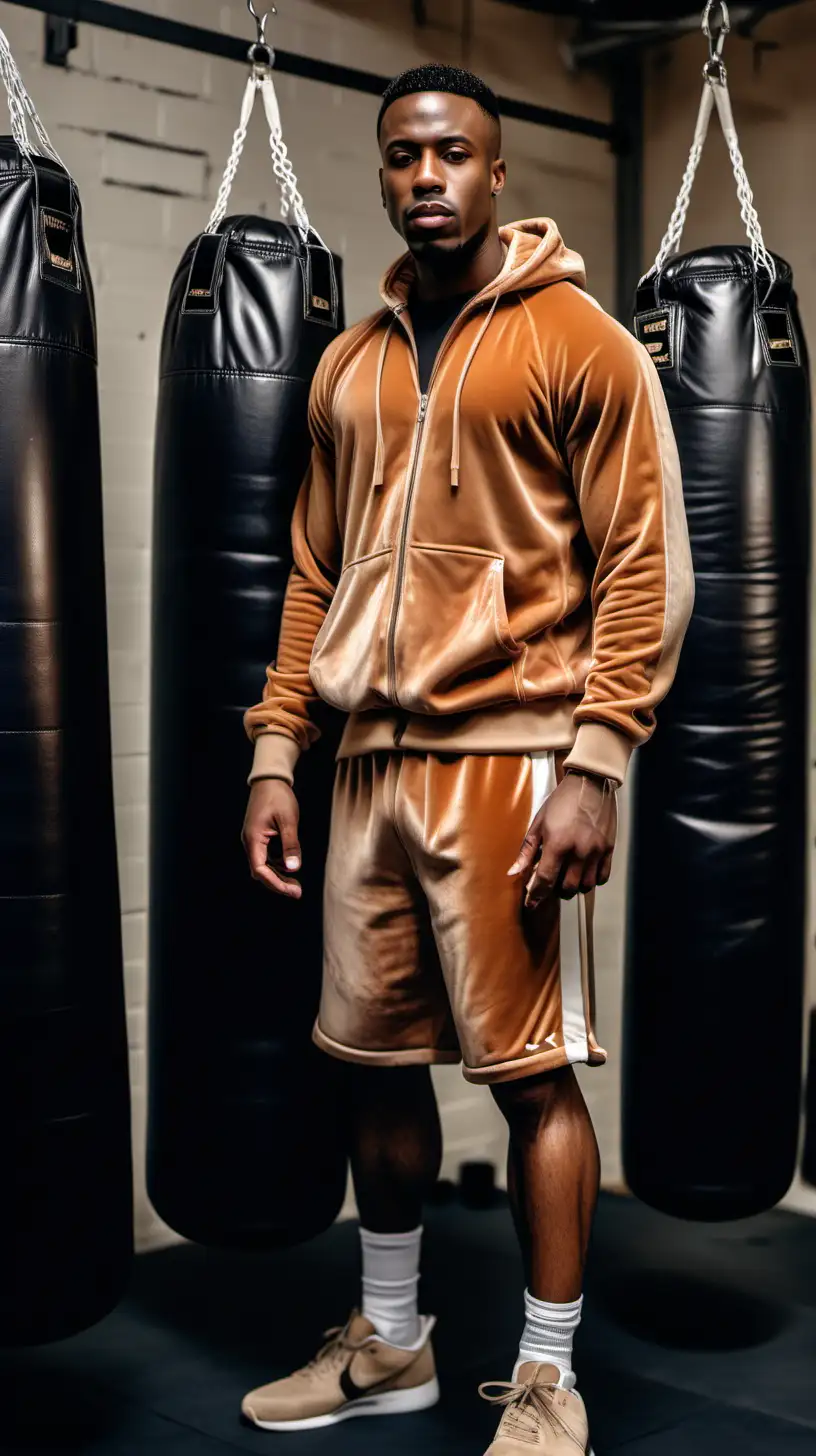 Stylish Black Man in Velour Track Suit at Yonkers NY Boxing Gym MUSE AI