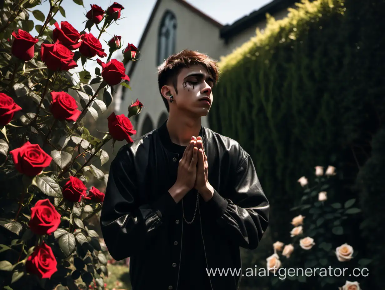 Devotional-Moment-in-Rose-Garden-with-Dark-Presence