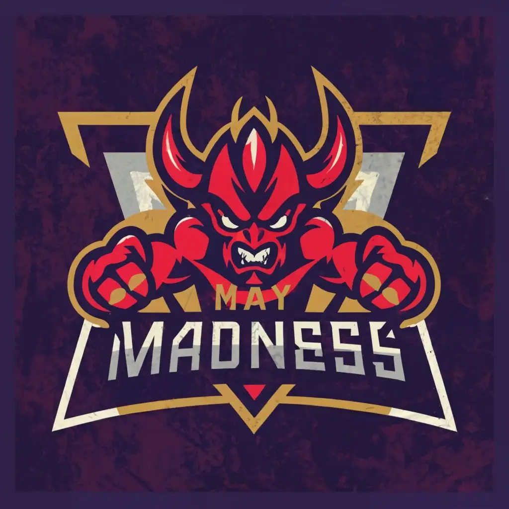 a logo design,with the text "May Madness", main symbol:red devil
Basketball
Crown
,Moderate,clear background