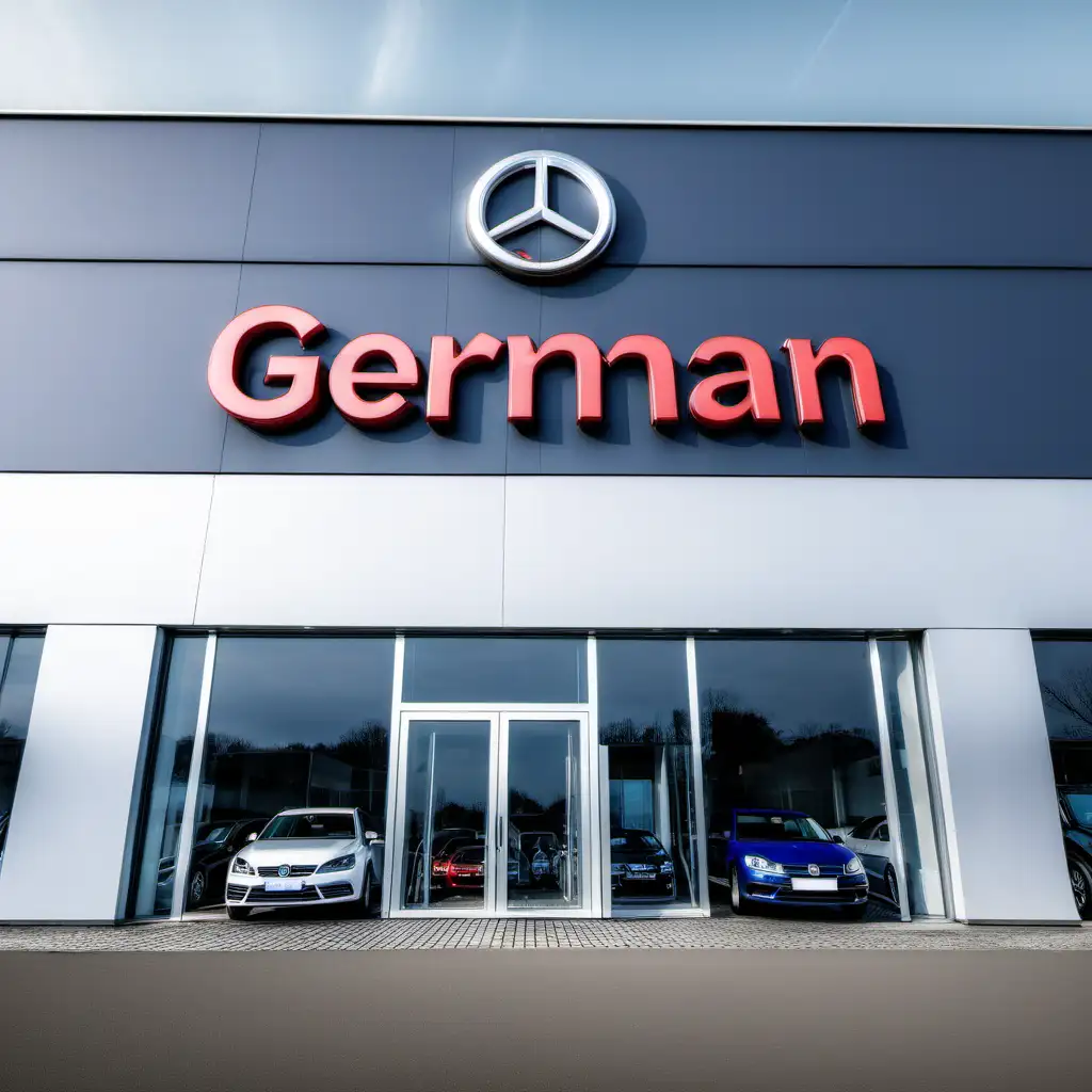 Frontal View of a German Car Dealership