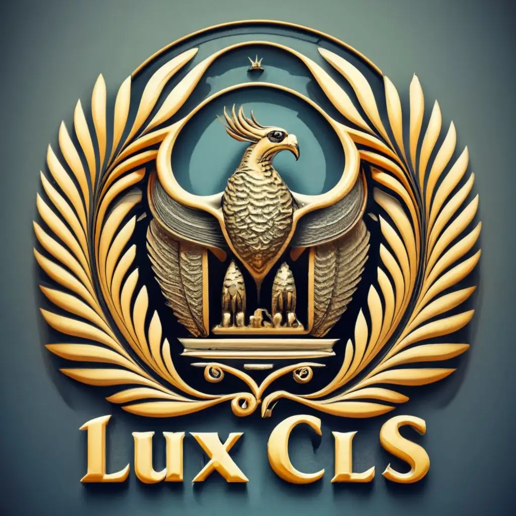 LOGO-Design-for-Lux-CLS-Striking-3D-Phoenix-in-Black-and-Gold-with-Roman-Leaves