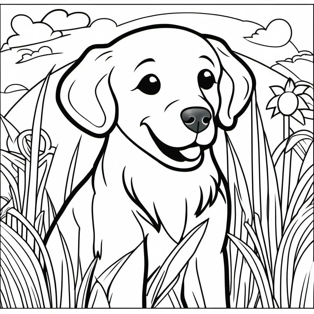 Golden Retriever Coloring Page for Kids