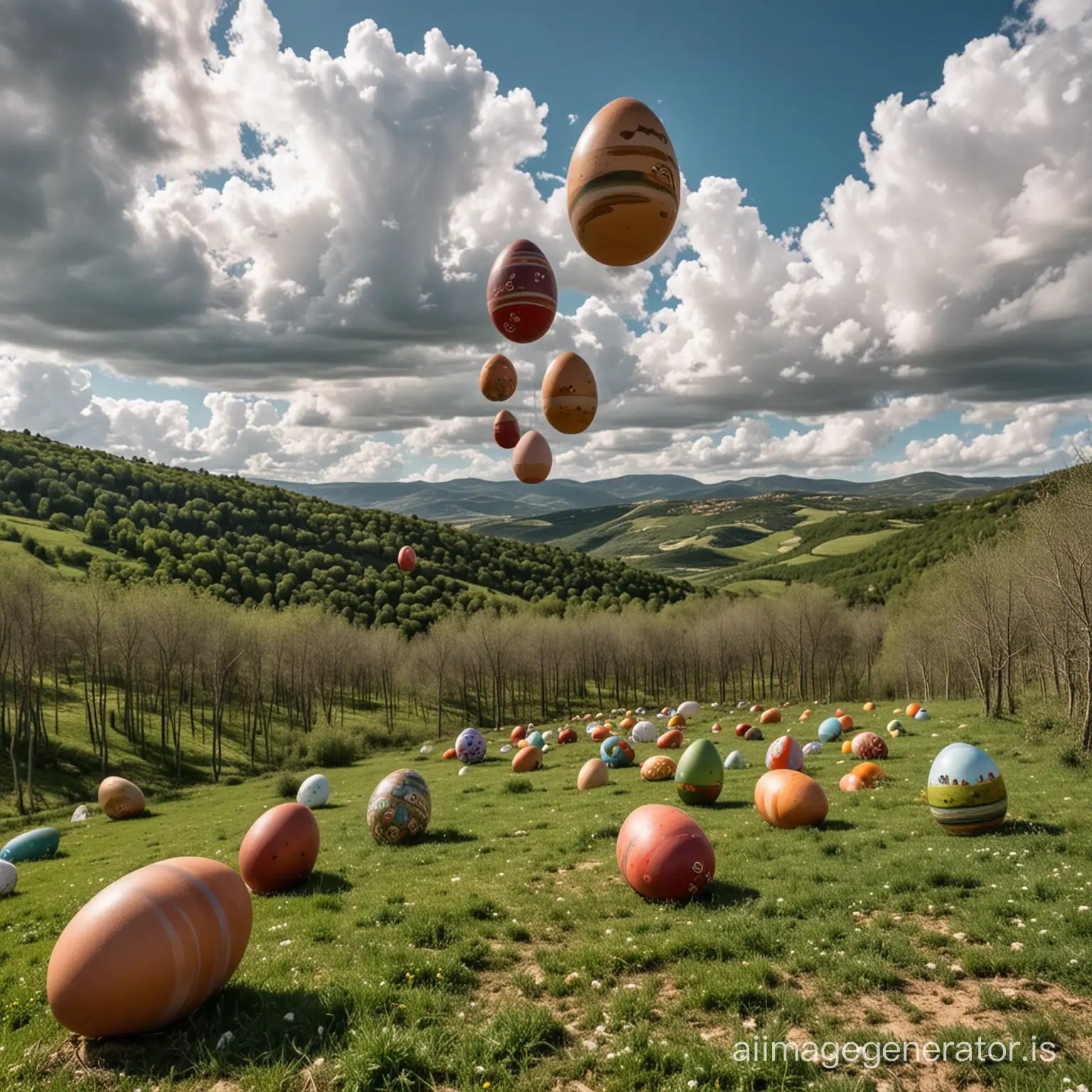 Easter-Egg-Display-Vast-Cloudy-Sky-and-Lush-Abruzzo-Forest