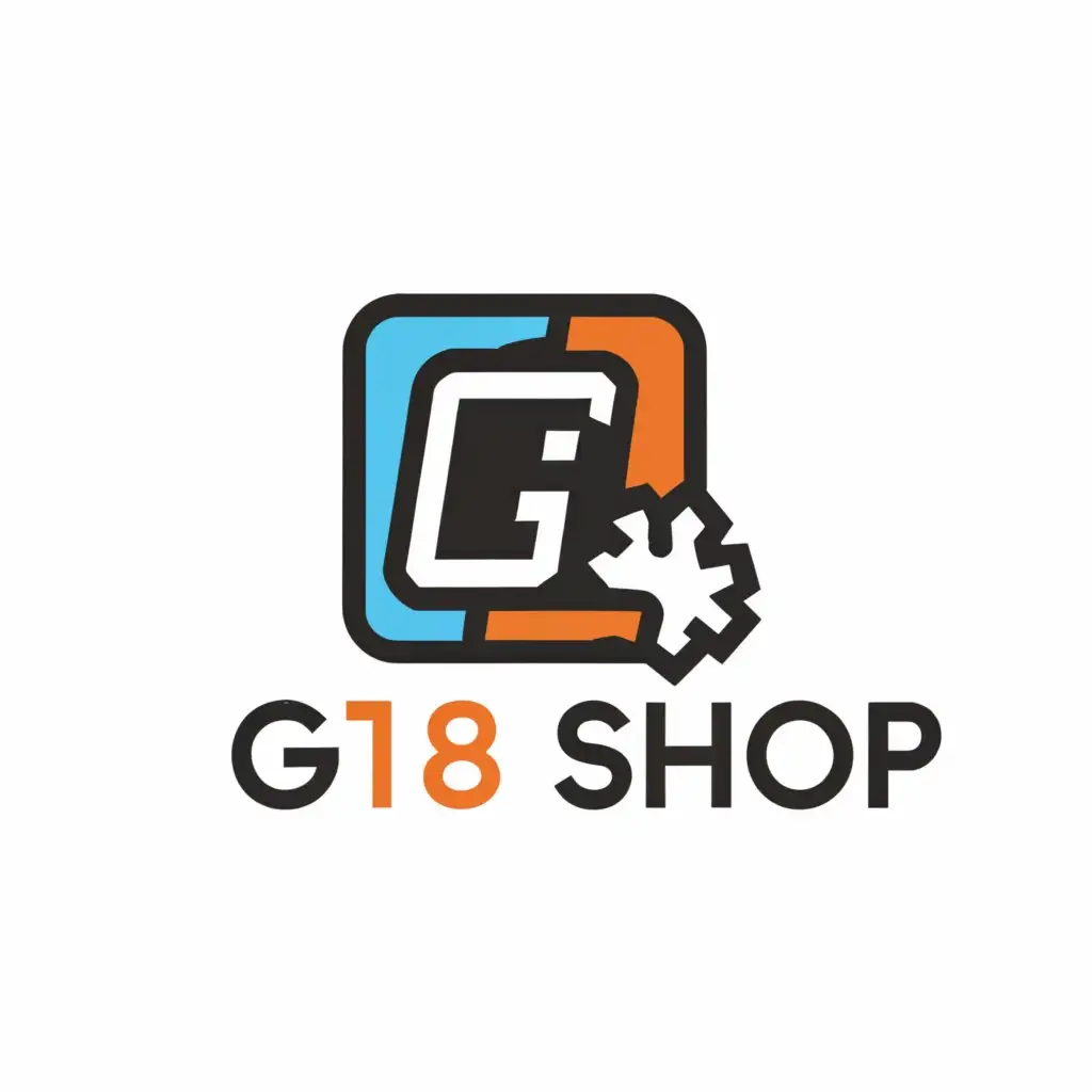 a logo design,with the text "G18 SHOP", main symbol:Phones and laptops,Moderate,be used in Technology industry,clear background