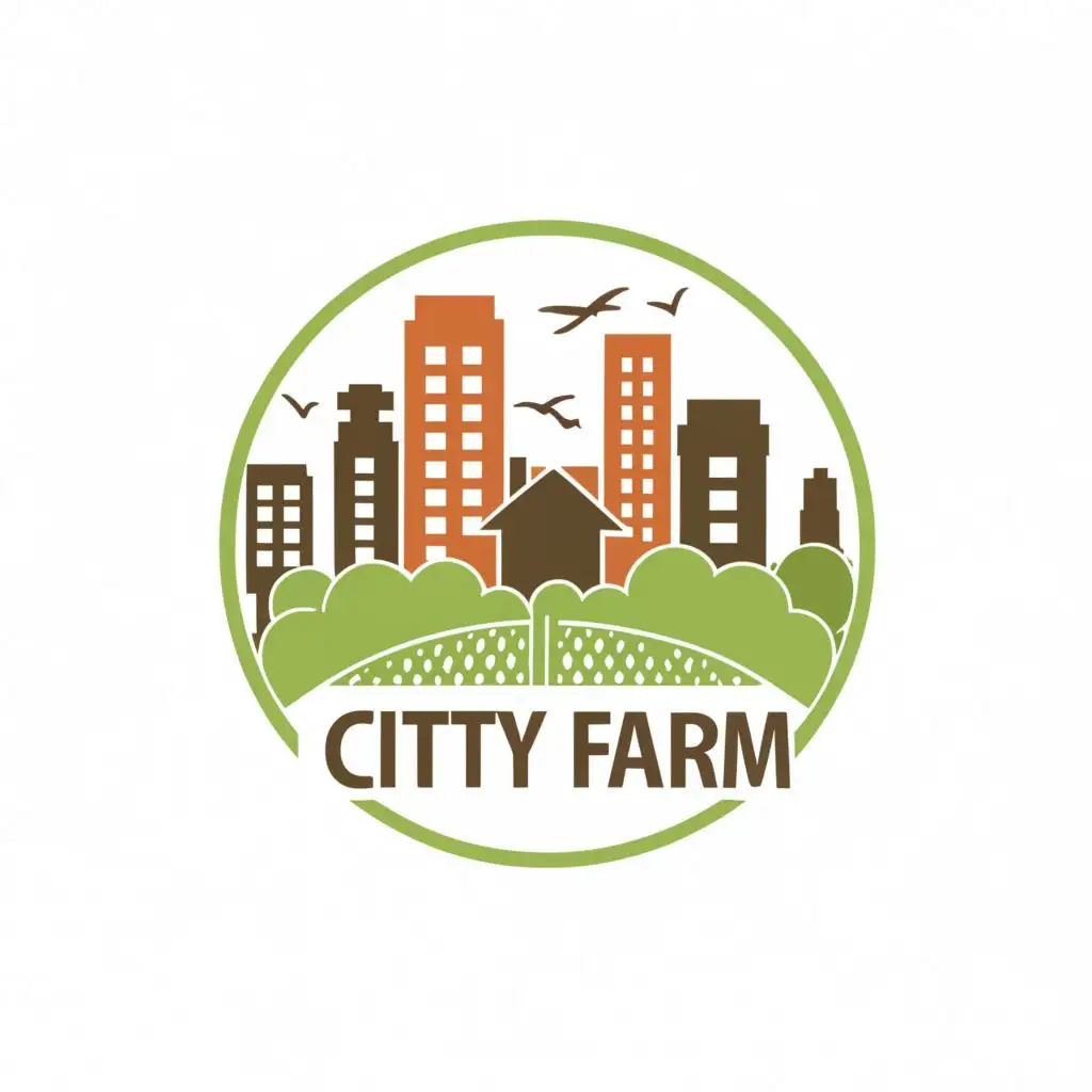 логотип для сити-фермы на фоне города
