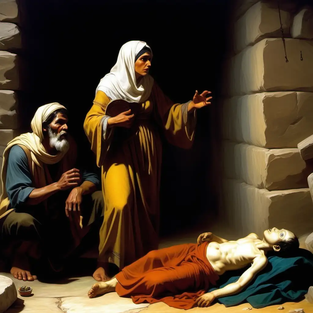 Prophet Elisha and the Shunammite Woman Miraculous Revival Scene