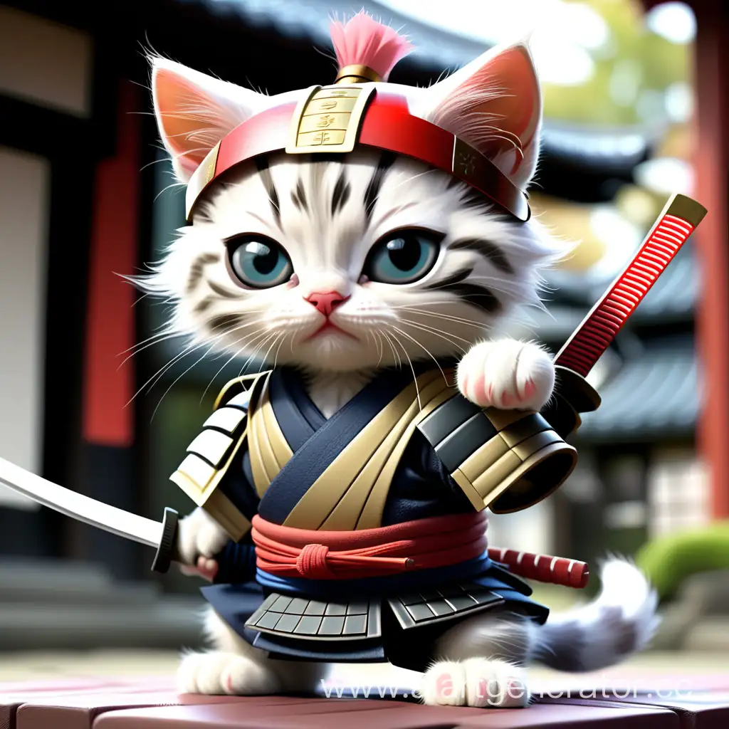 Adorable-Kitten-Samurai-Ready-for-Battle