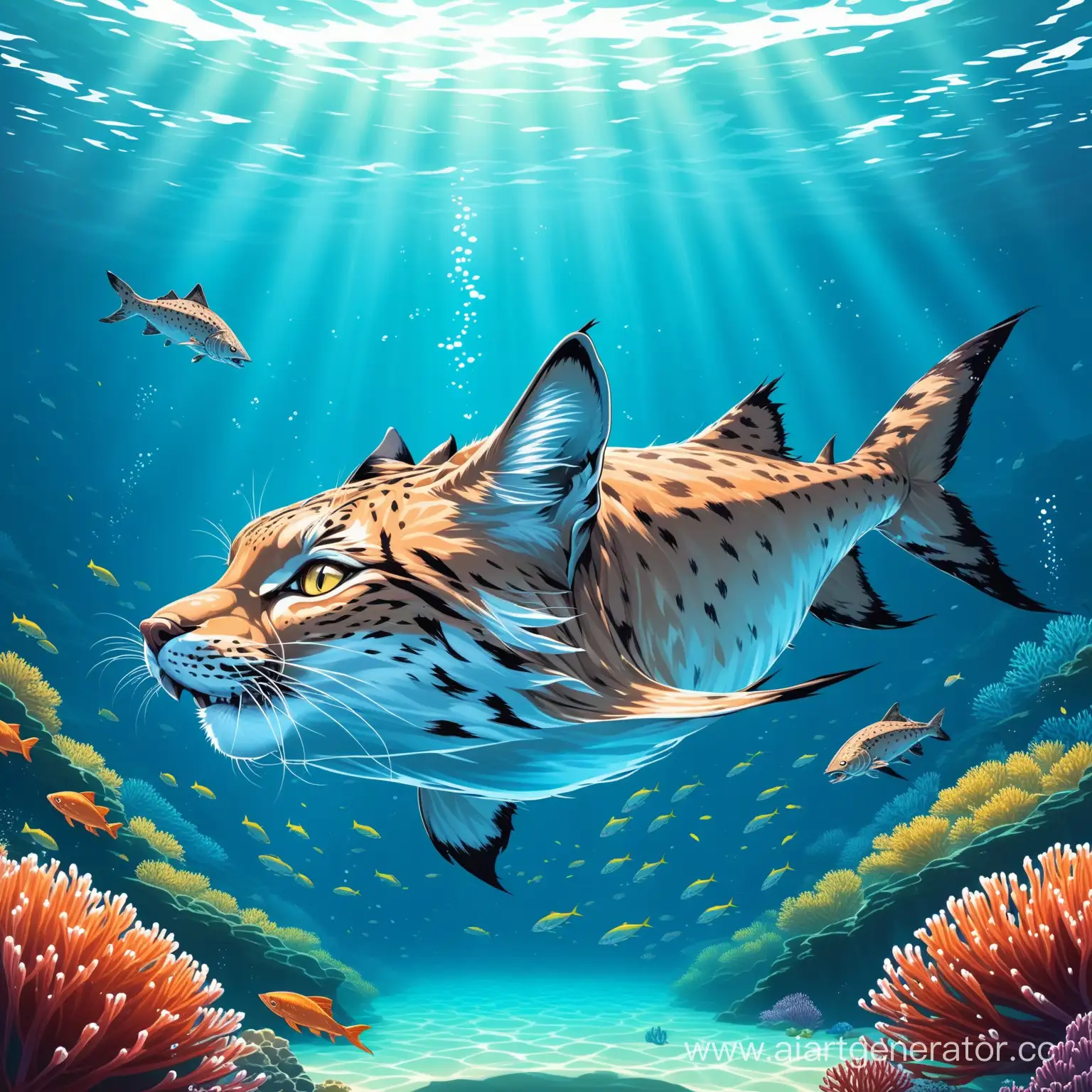 LynxHeaded-Fish-in-Enchanting-Underwater-Scene
