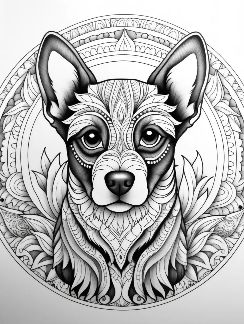 High Detail Mandala Dog Coloring Page for Adults