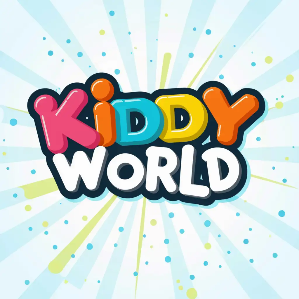 a logo design,with the text "Kiddy World", main symbol:text with "Kiddy World",complex,clear background