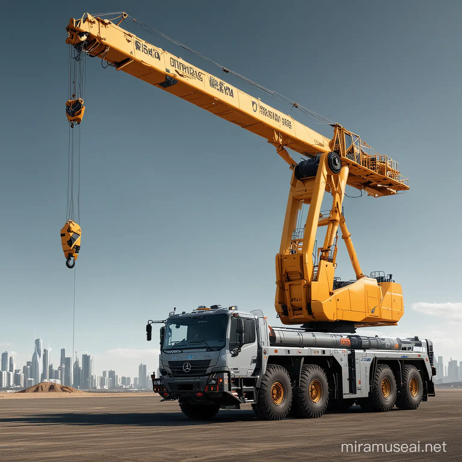 Futuristic Mobile Crane in Urban Landscape