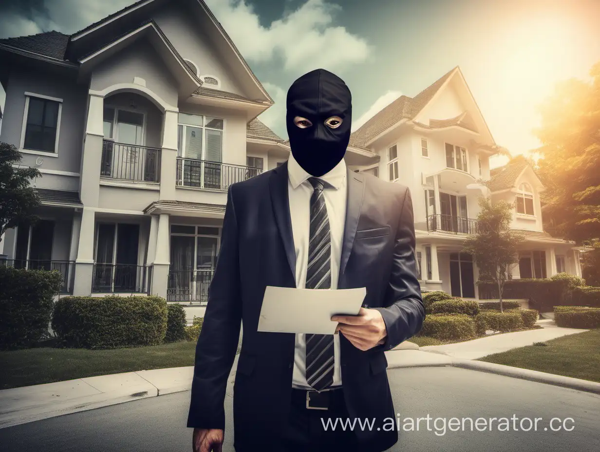 Thiefs in mask and suit try to scam real estate