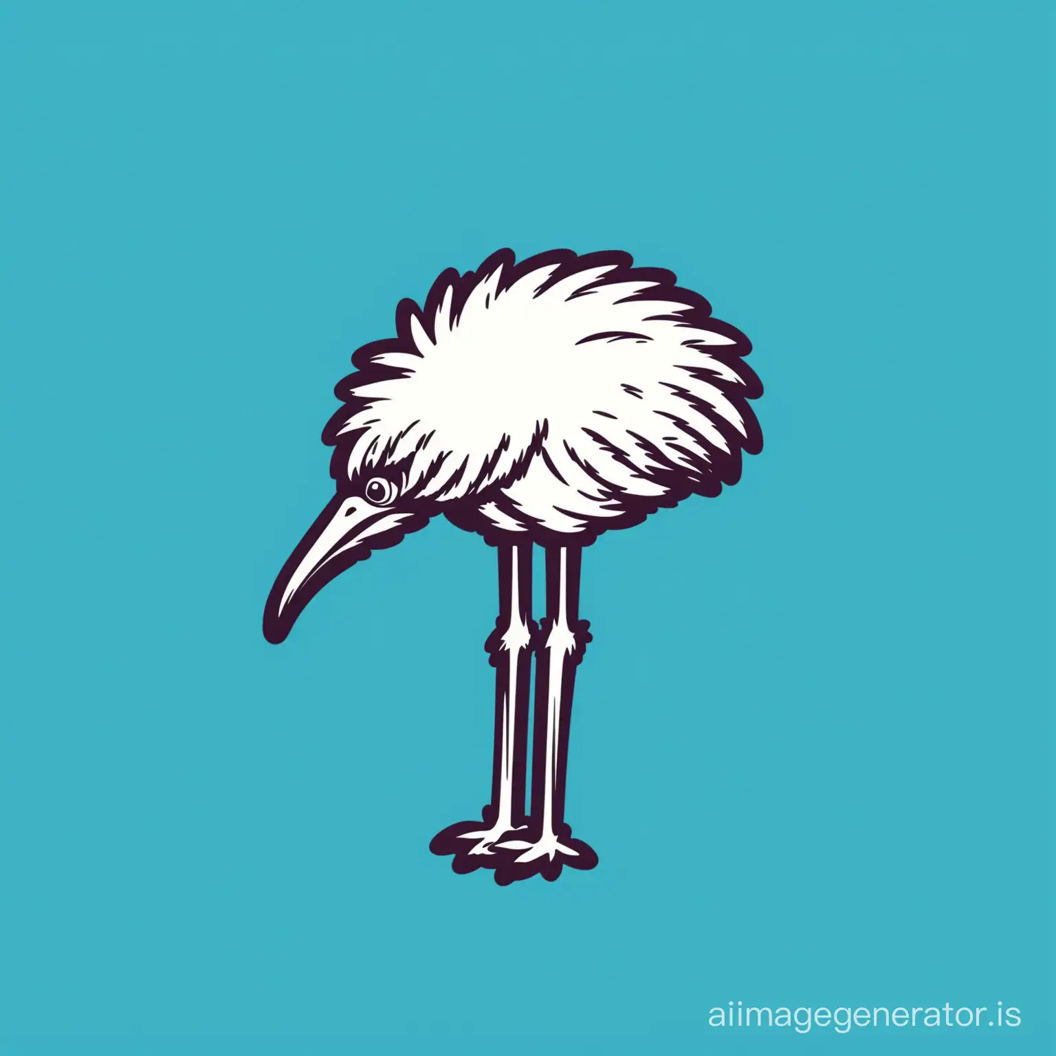 ダチョウ　単色青色の背景　”ostrich”のロゴ