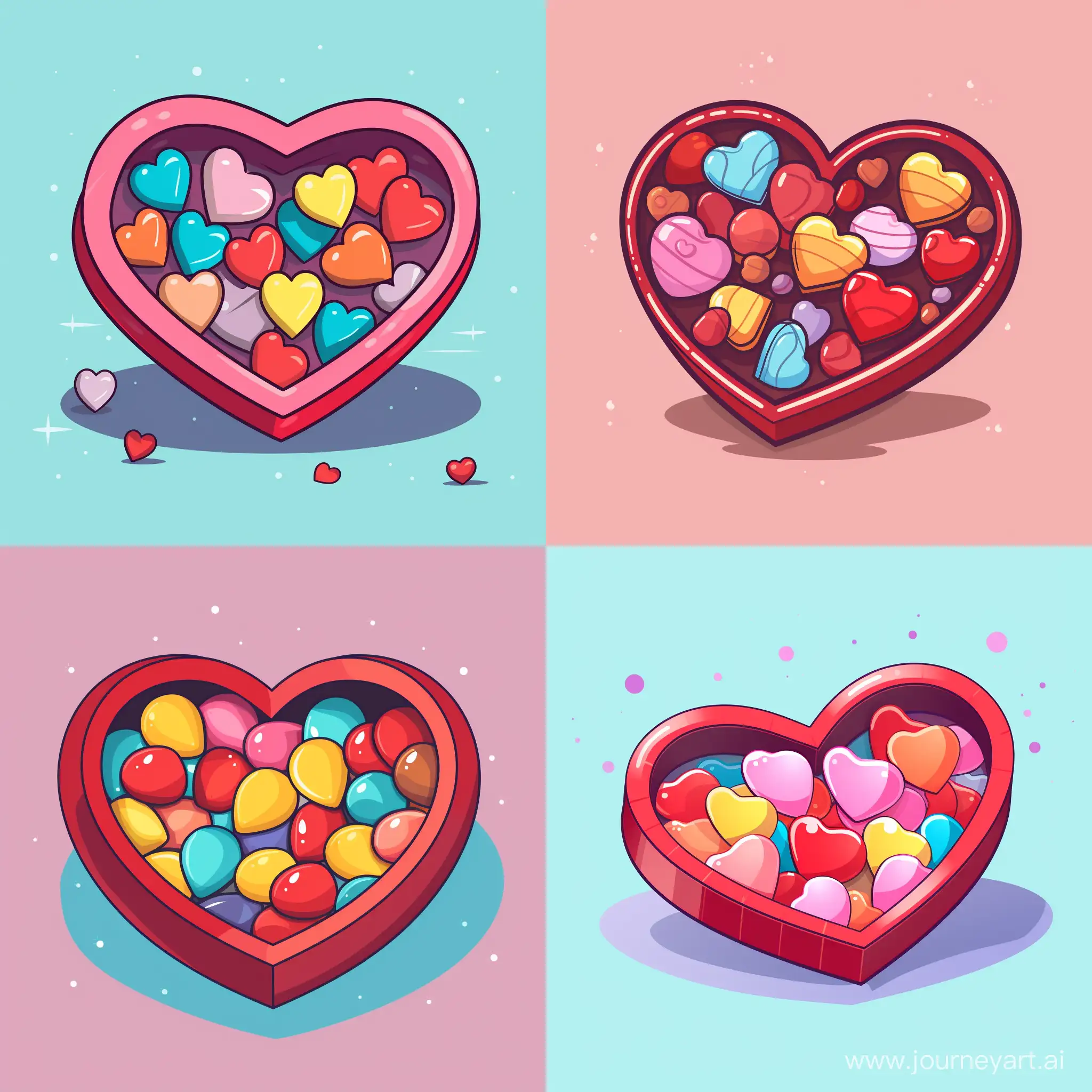 Empty candy heart box cartoon 2d sEmpty candy heart box cartoon 2d styletyle