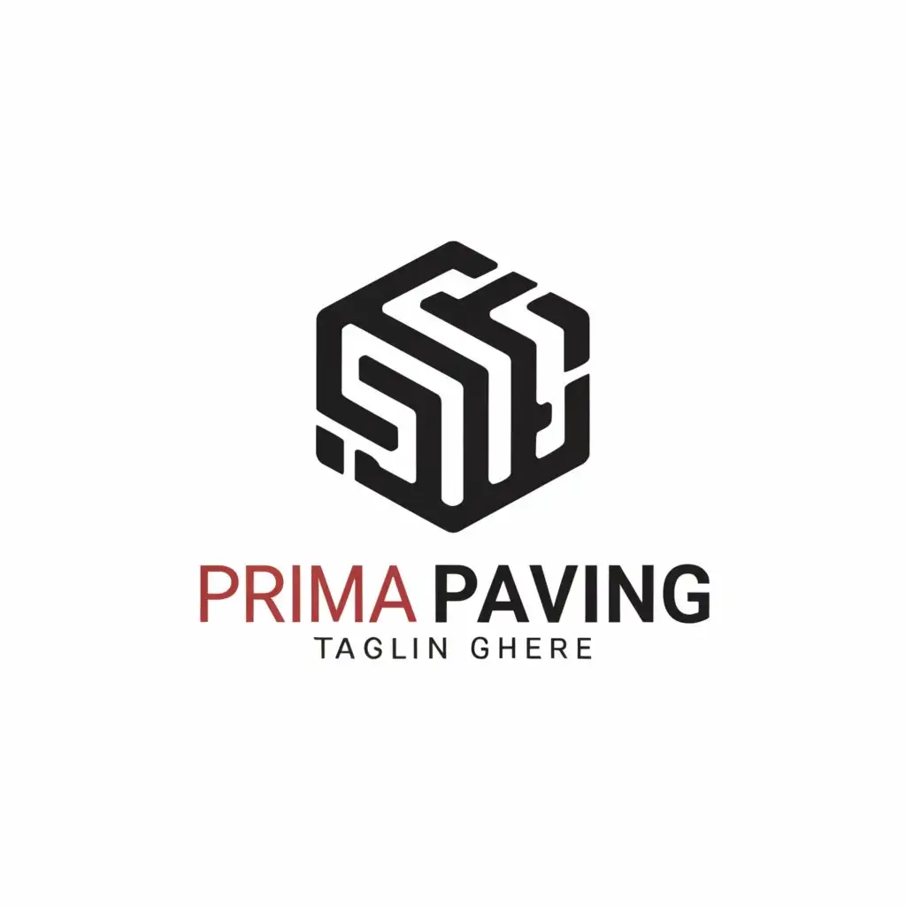 a logo design,with the text 'Prima Paving ', main symbol:Concrete,Moderate,be used in Construction industry,clear background, red