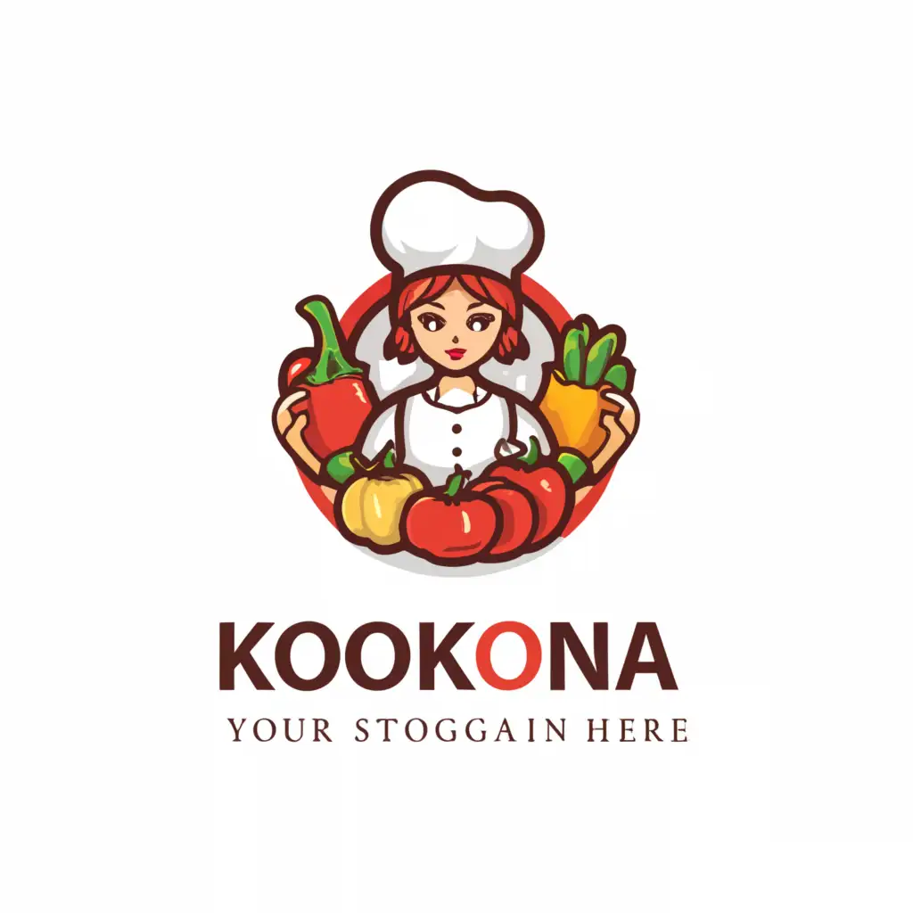 a logo design,with the text "Kokona", main symbol:Vegetables, woman chef,Moderate,be used in Restaurant industry,clear background