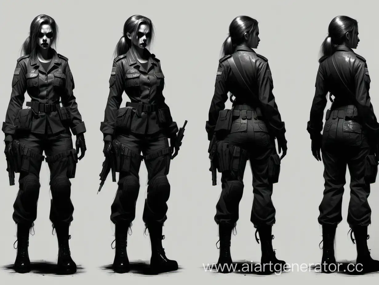 концепт арт военная девушка в мрачном стиле