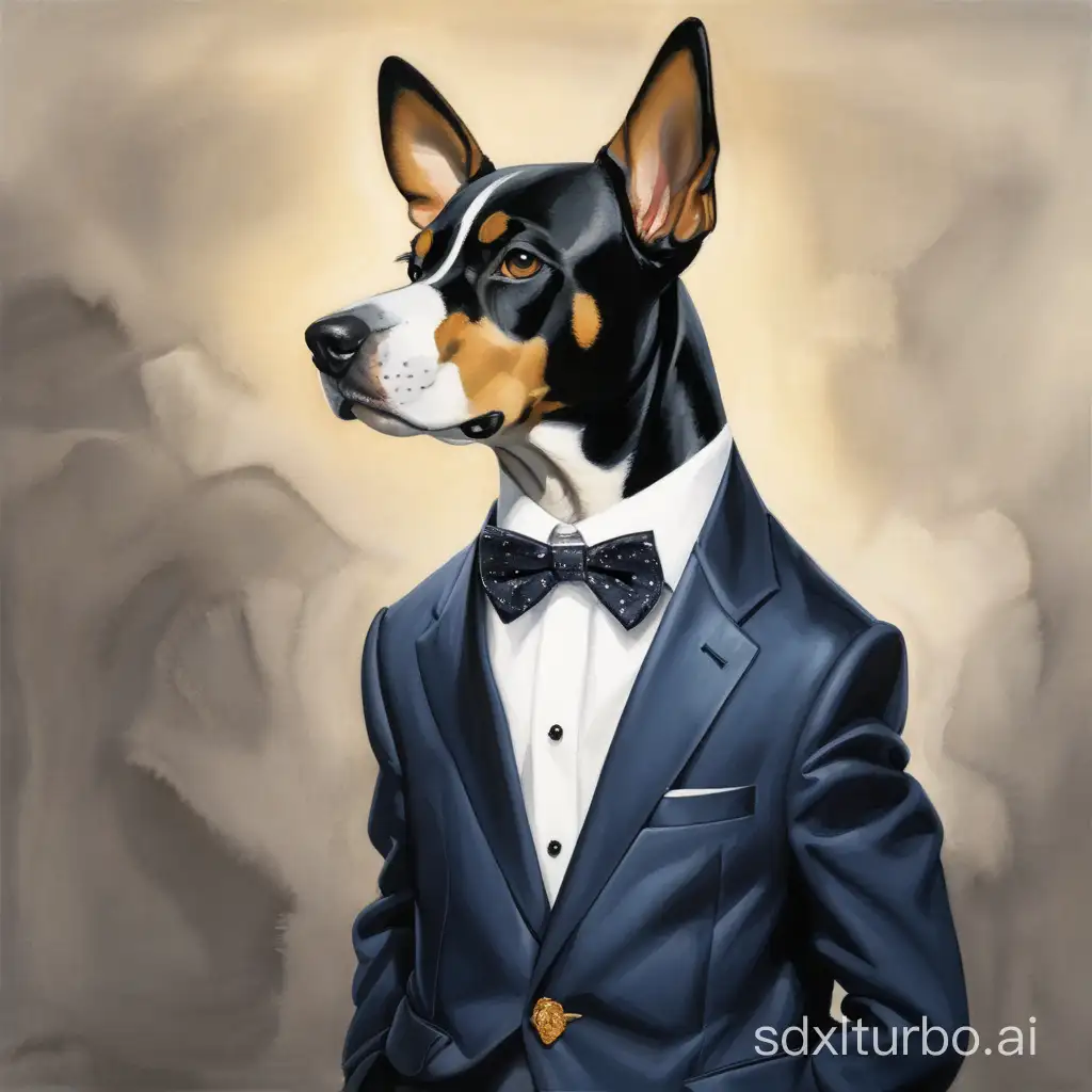 dog in an evening suit