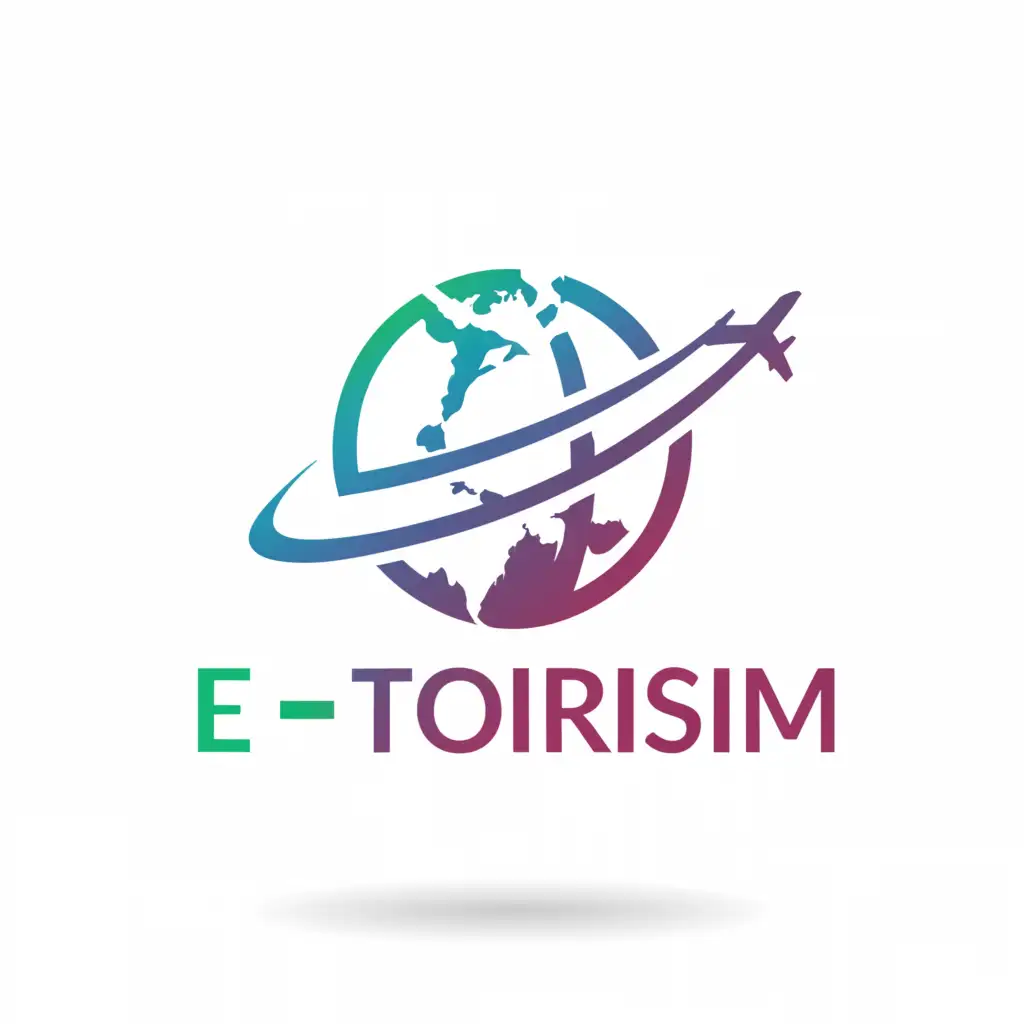a logo design, with the words "E- Travel", the main symbol: "E" stands for internet, "T" stands for travel around the world..., drawing the plane even simpler ... 
