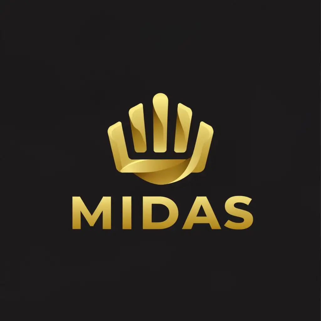 a logo design,with the text "Midas", main symbol:gold hand,Moderate,be used in Finance industry,clear background