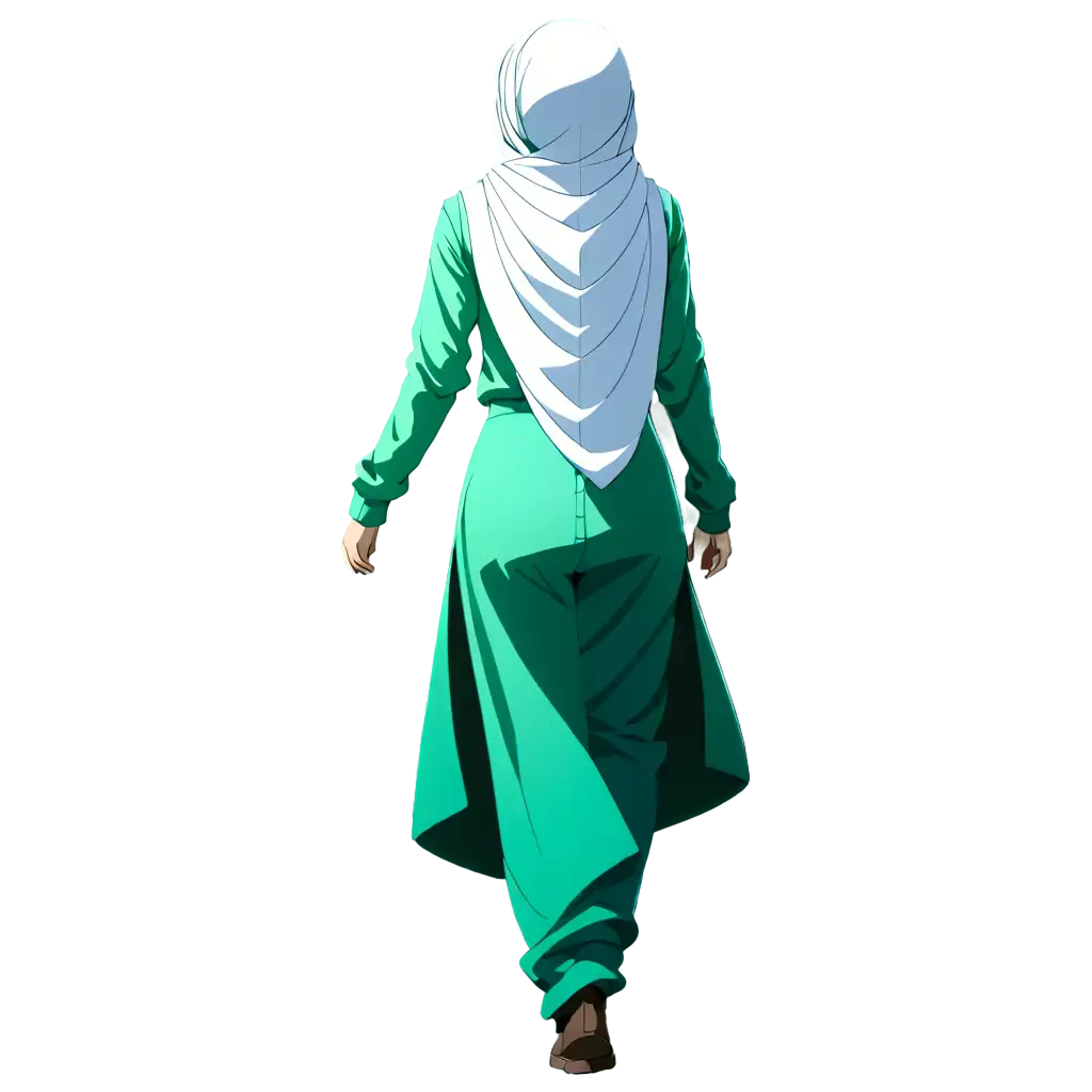 holding hand hijab women backview anime
