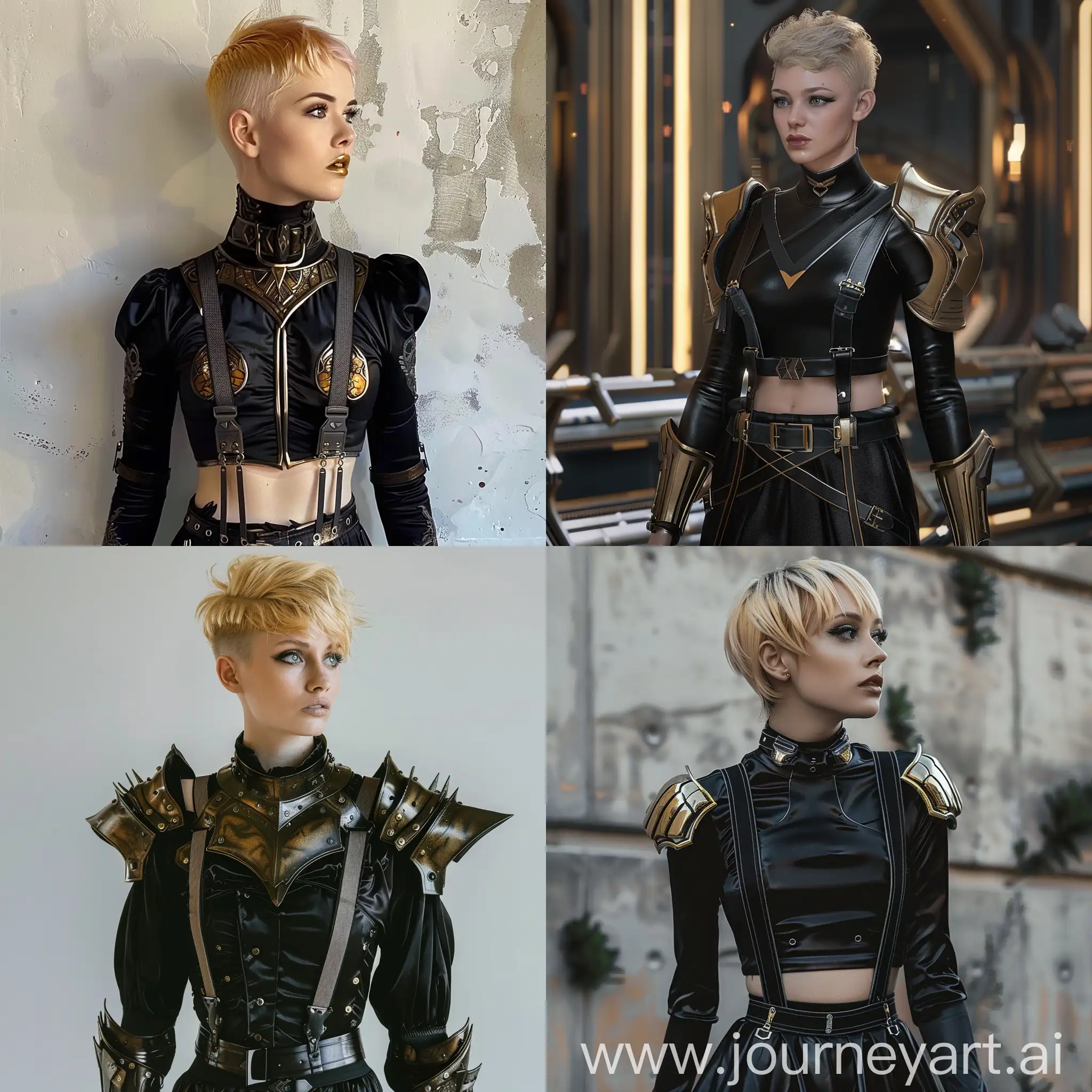 Elegant-Galactic-Empress-in-Black-Silk-Armor-with-Golden-Short-Hair