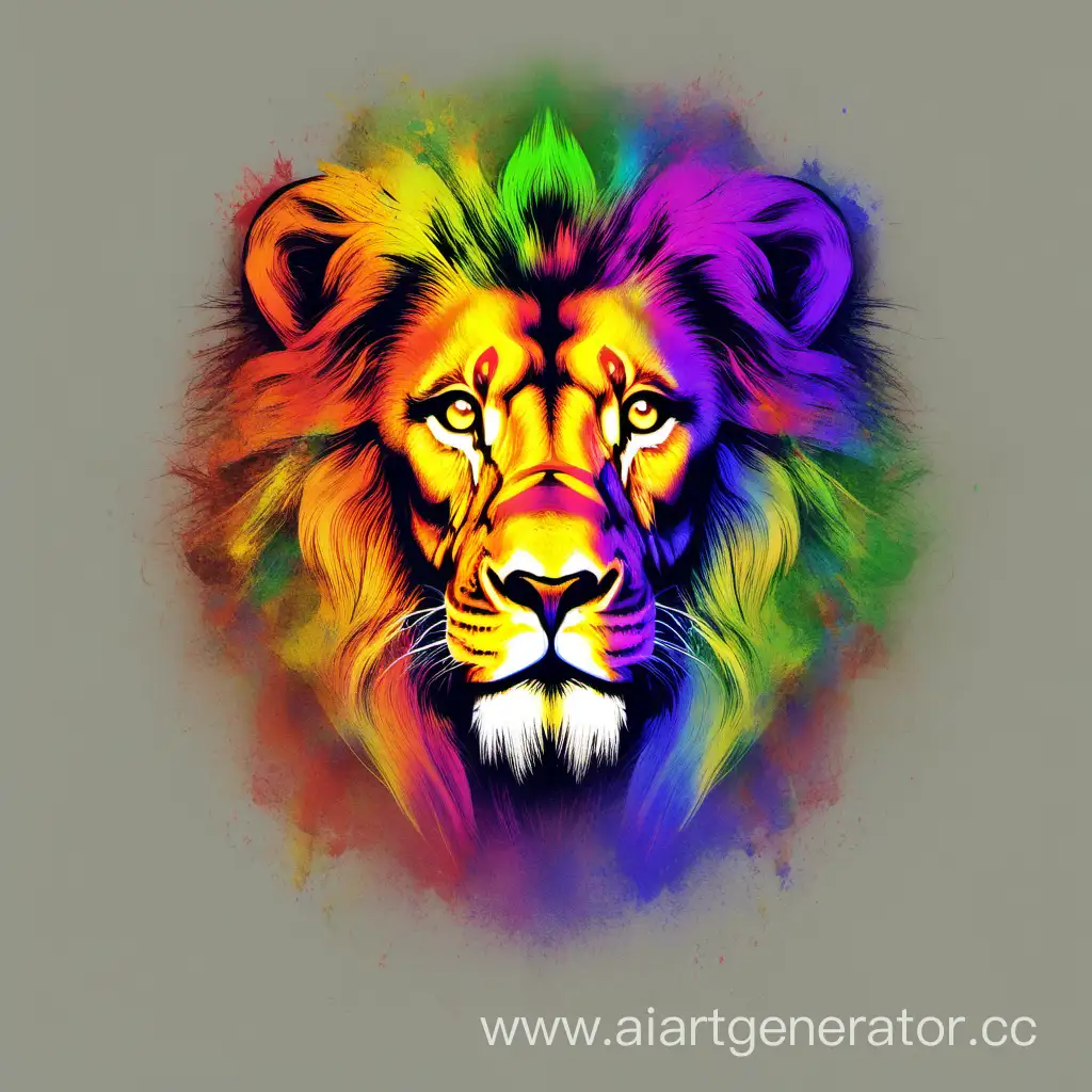 Vibrant-Rainbow-Explosion-Lions-Head-Art