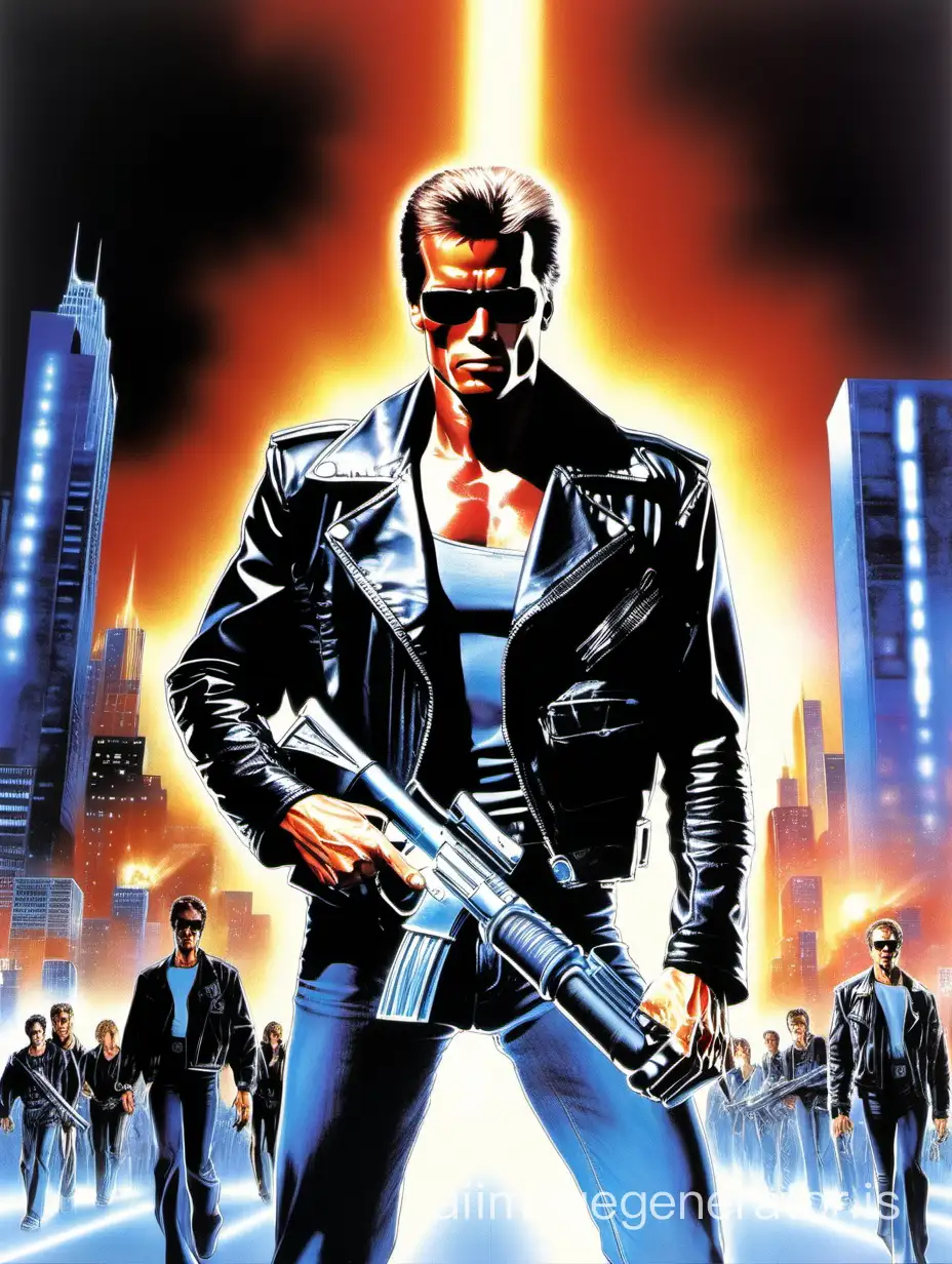 movie poster, 1984 Terminator, Drew Struzan style