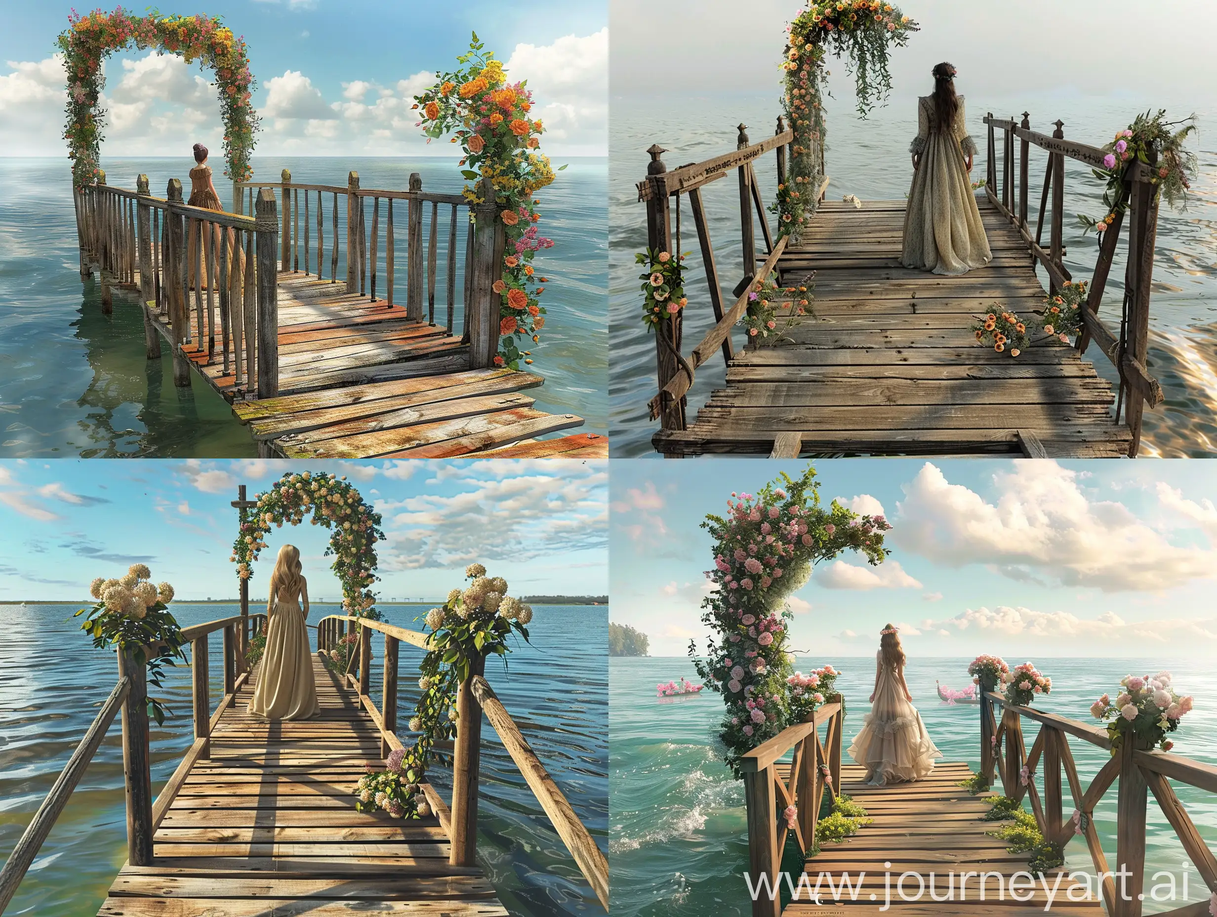 Floral-Arch-Bridge-Elegant-Girl-in-Voluminous-Dress