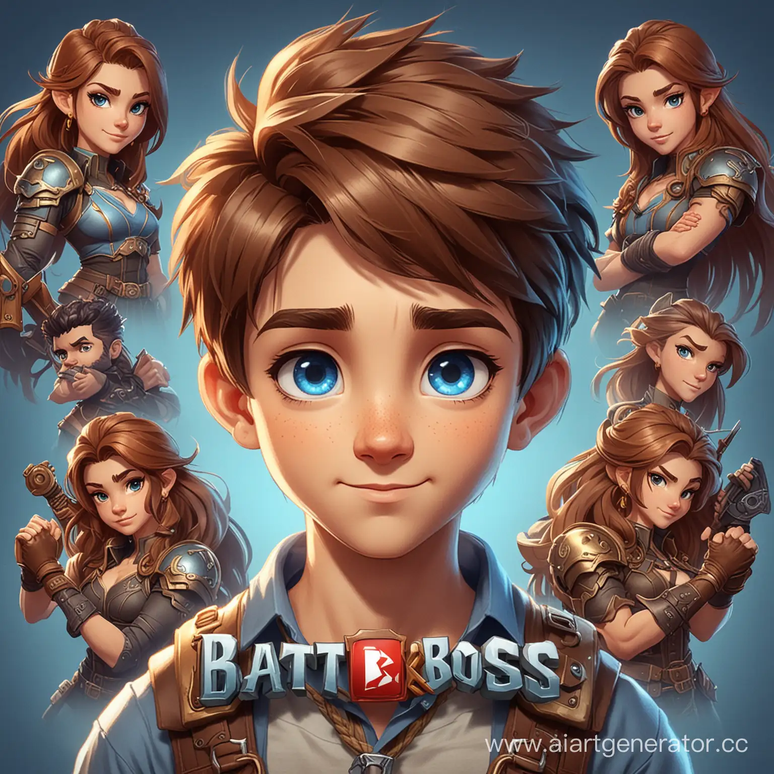 Cartoon-Boy-Avatar-Battle-Boss-with-Brown-Hair-and-Blue-Eyes-for-Gaming-YouTube-Channel