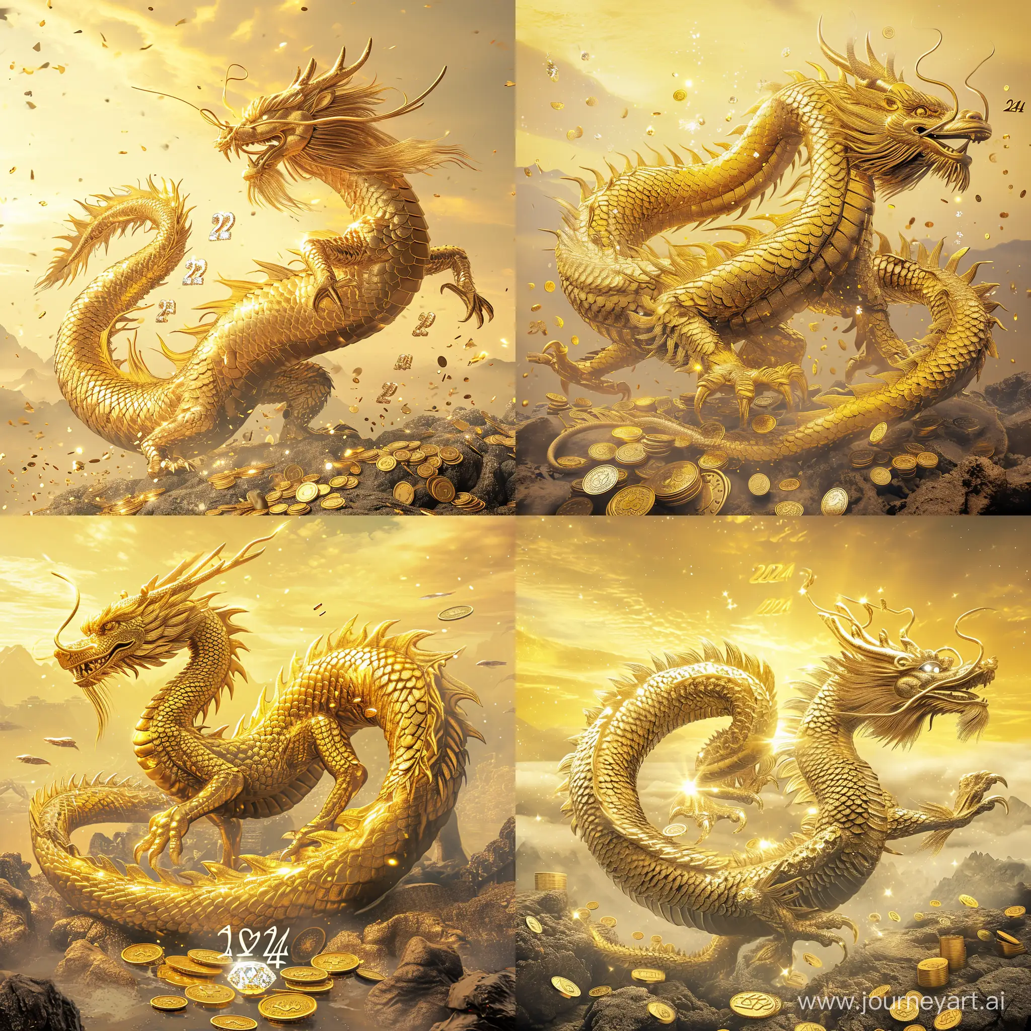 Golden-Chinese-Dragon-with-2024-Diamond-Display-under-a-Sparkling-Sky
