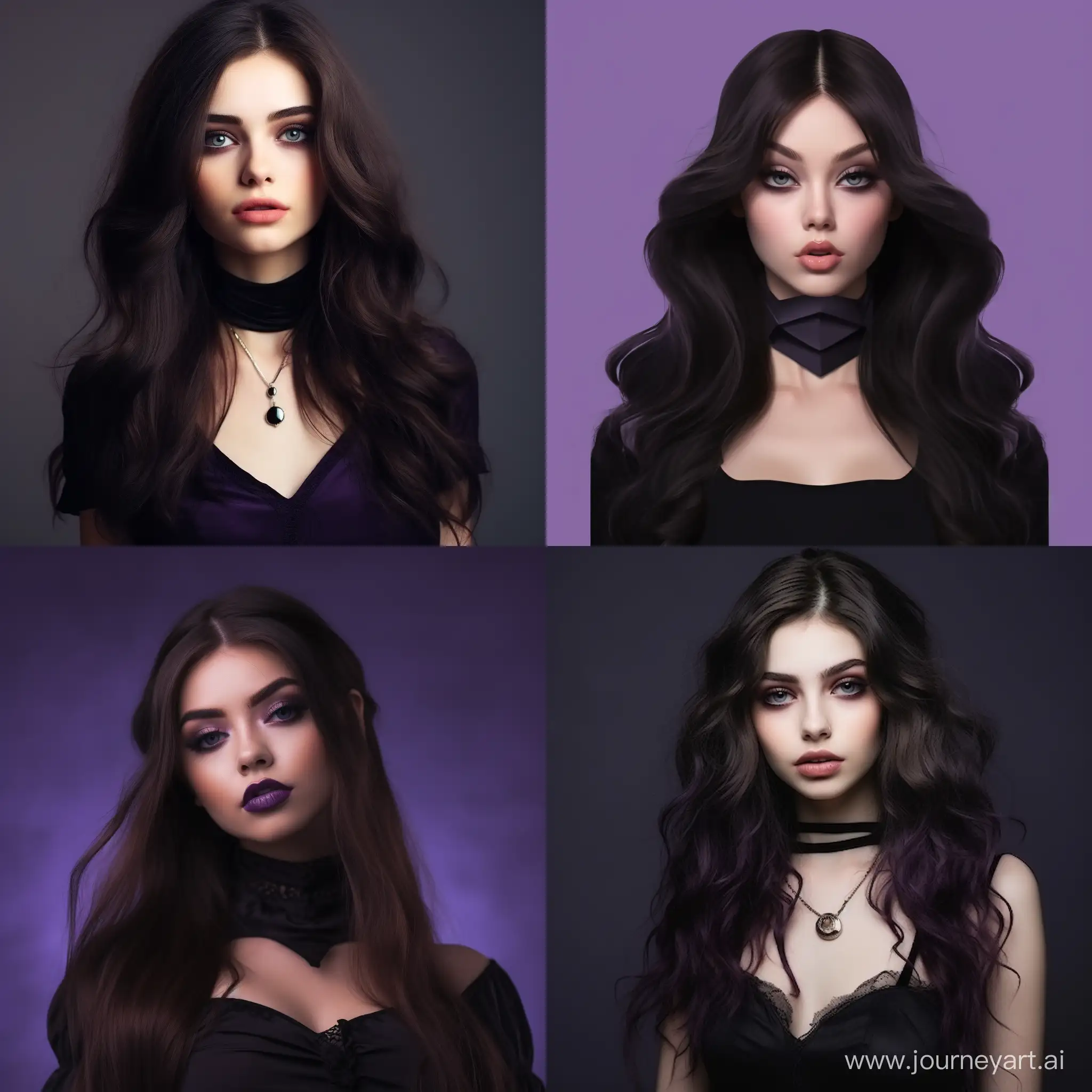 Captivating-European-Woman-with-Violet-Eyes-and-Long-Wavy-Hair-Wearing-a-Choker-AI-Art