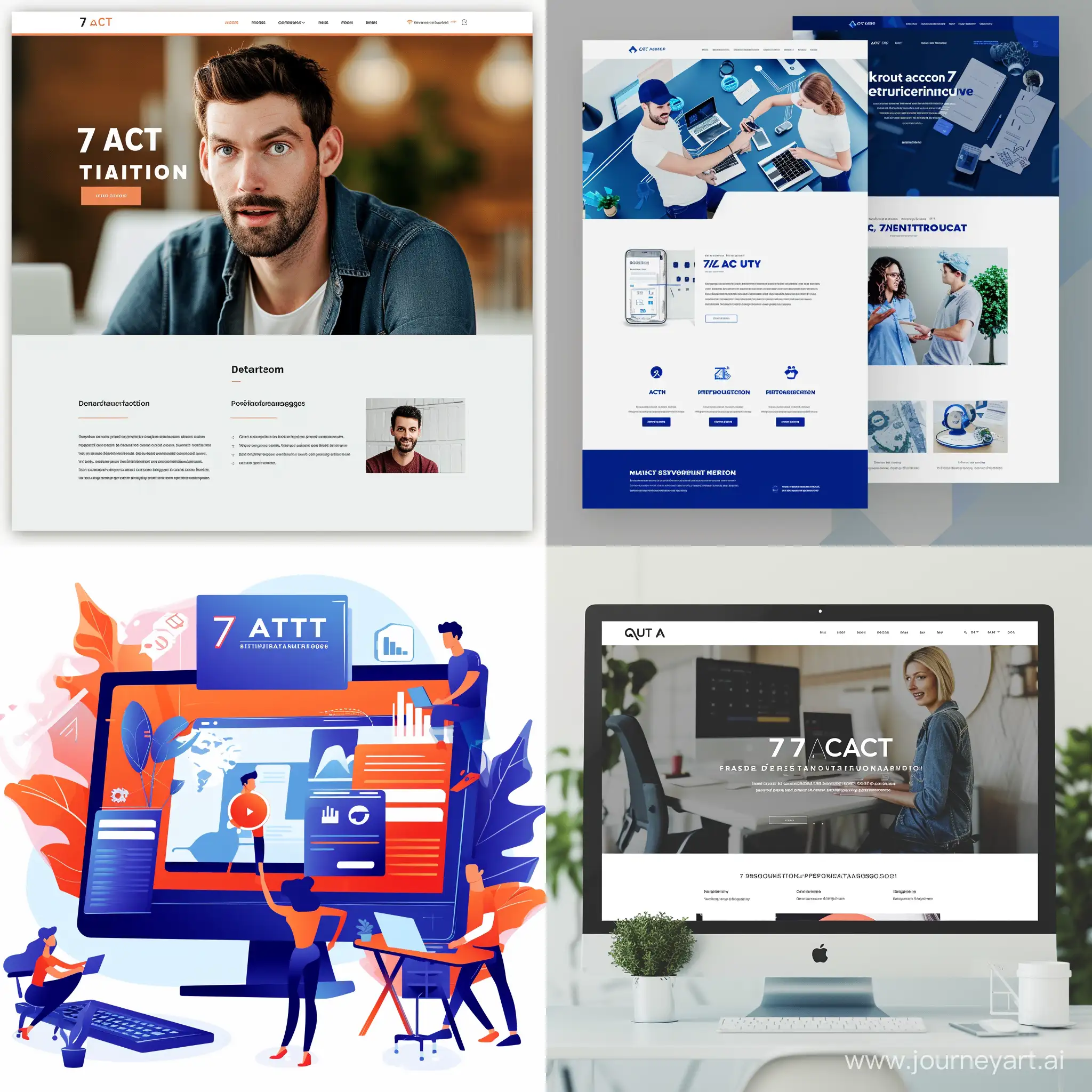 1920 by 896 pixels Website slider for an agency specialised in consulting, professional training, Digital transformation and Digital marketing services. The agency called 7 ACT agency.