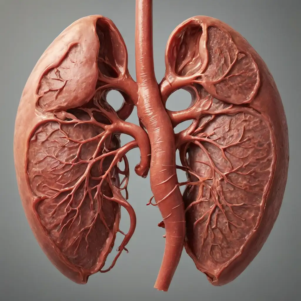 Vivid Human Kidneys Anatomy Illustration with Detailed Internal Structures