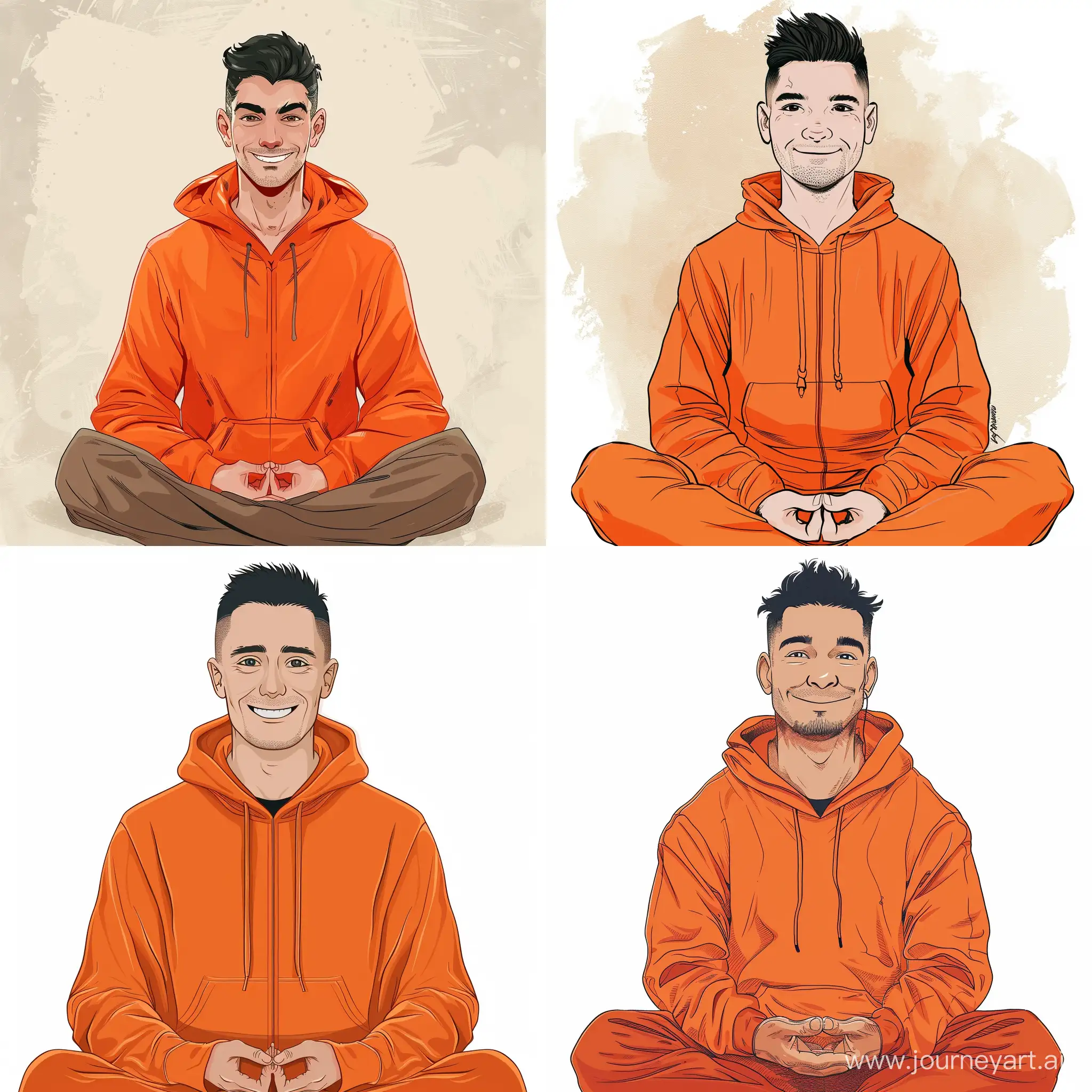Smiling-Man-in-Lotus-Position-Wearing-Orange-Hoodie