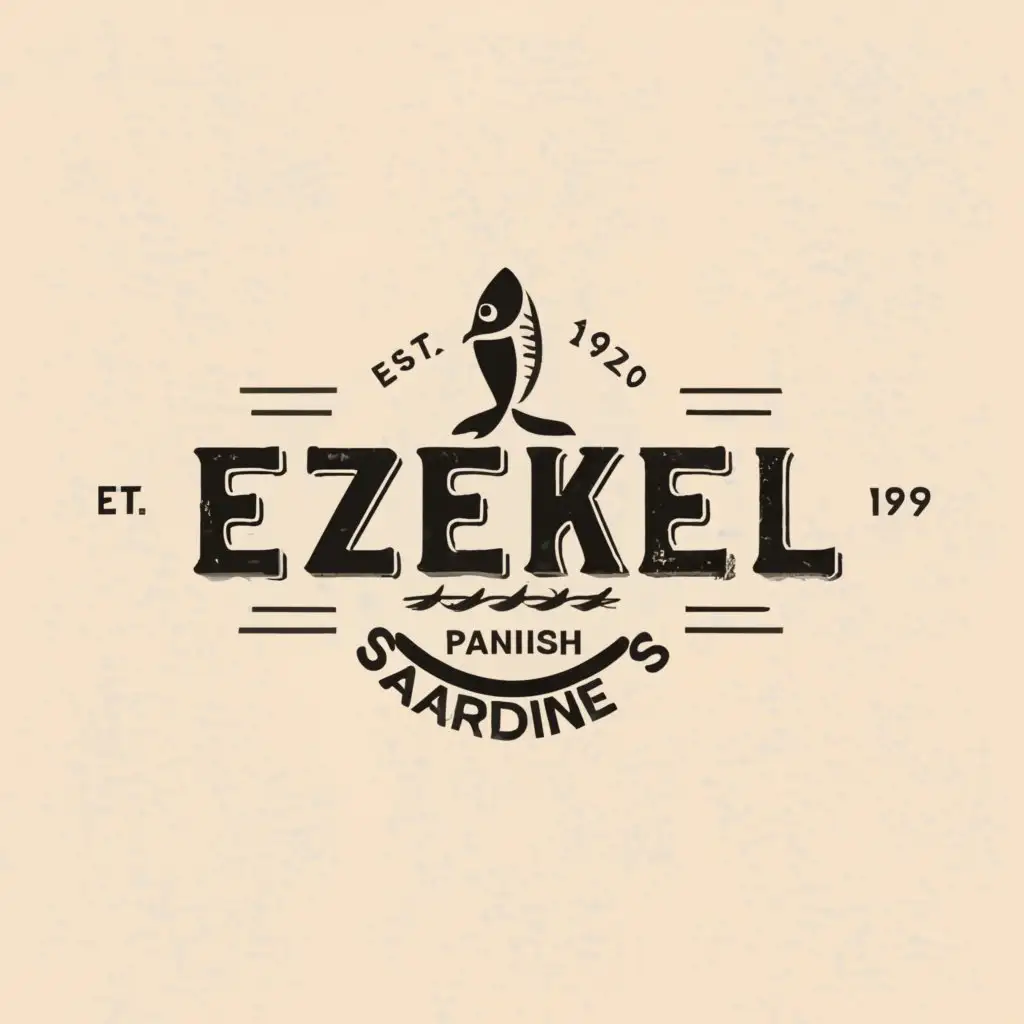 a logo design,with the text "EZEKIEL Spanish Sardines", main symbol:SARDINES,Minimalistic,be used in Restaurant industry,clear background