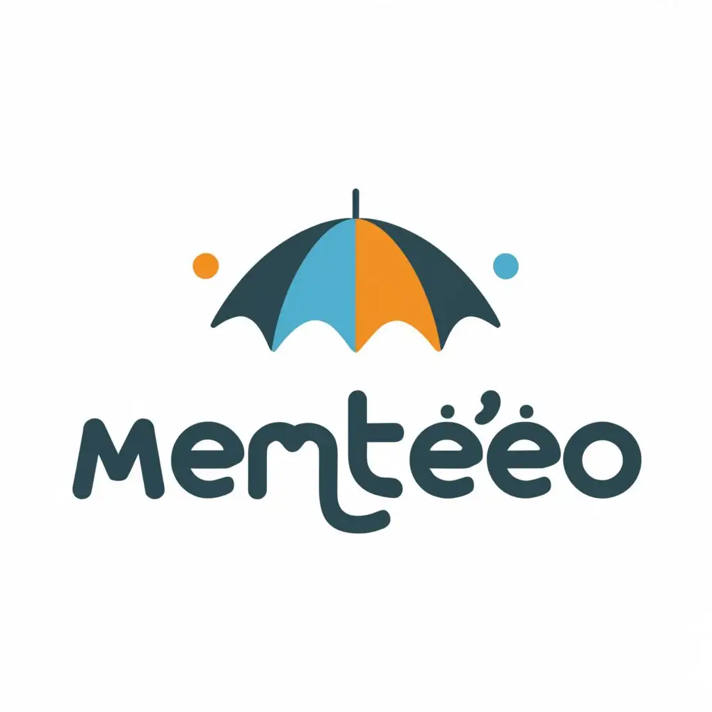 logo, umbrella, with the text "memetéo", typography