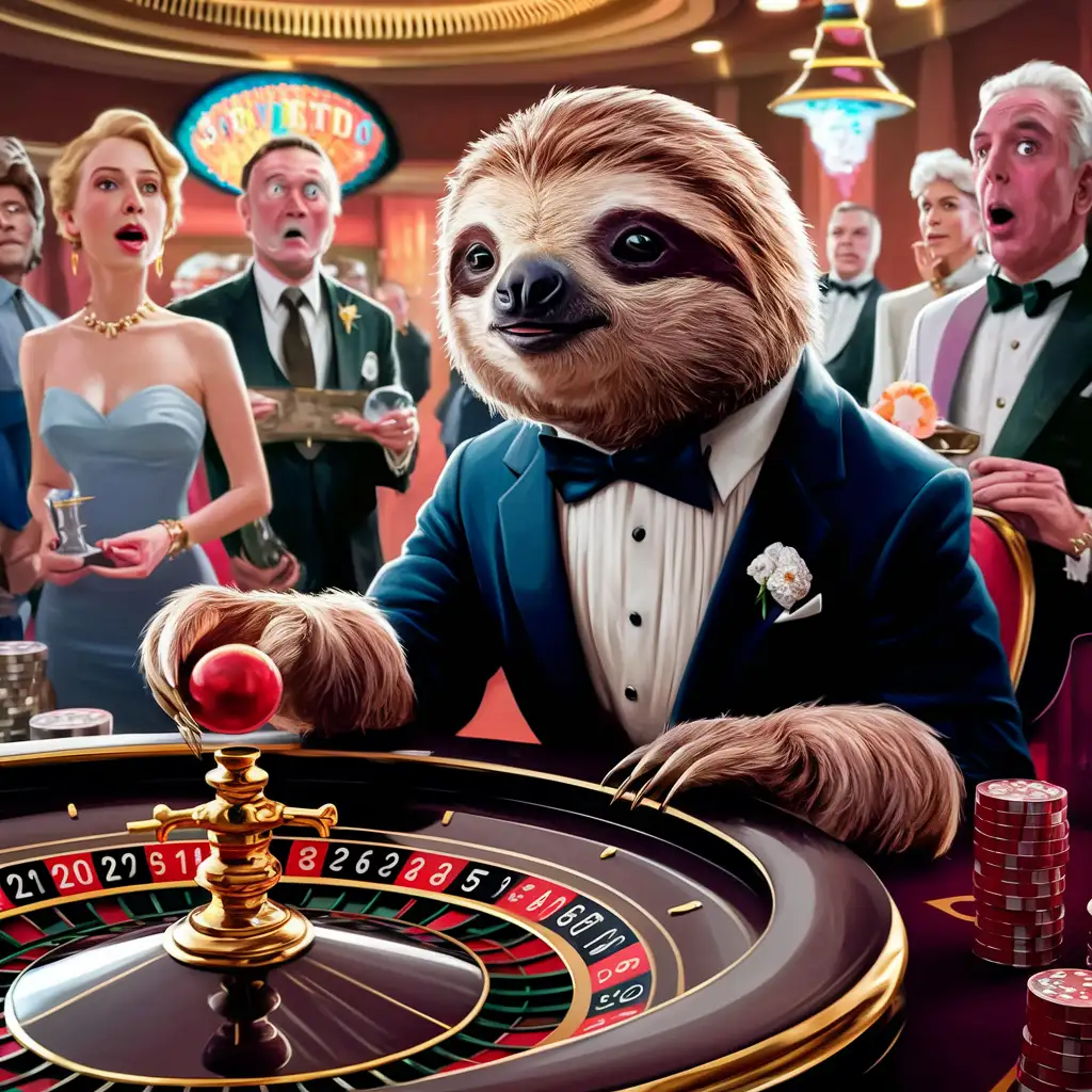 Sloth-Enjoying-Casino-Roulette-Game