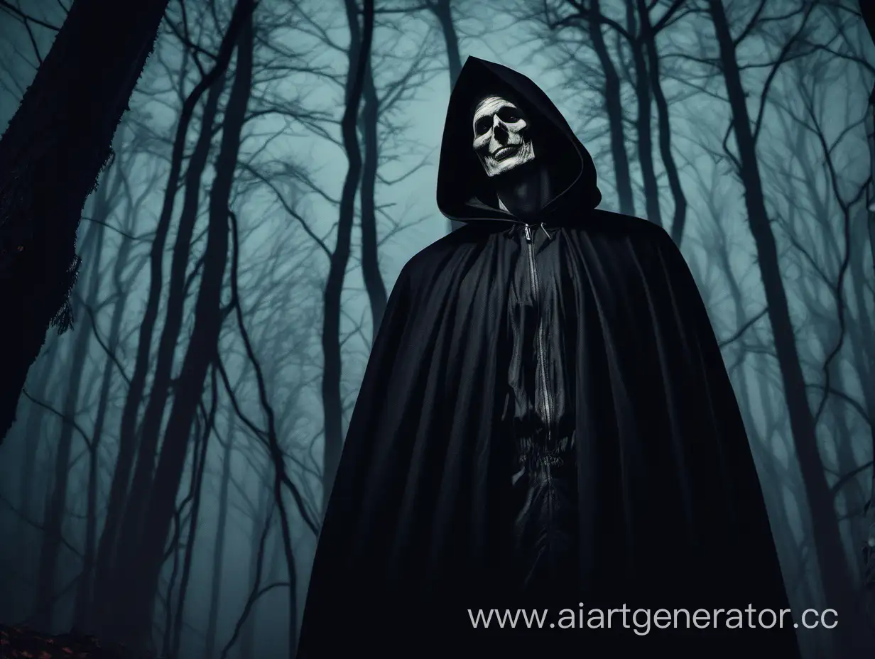 Mysterious-Night-Encounter-Tall-Cloaked-Figure-in-Dark-Forest
