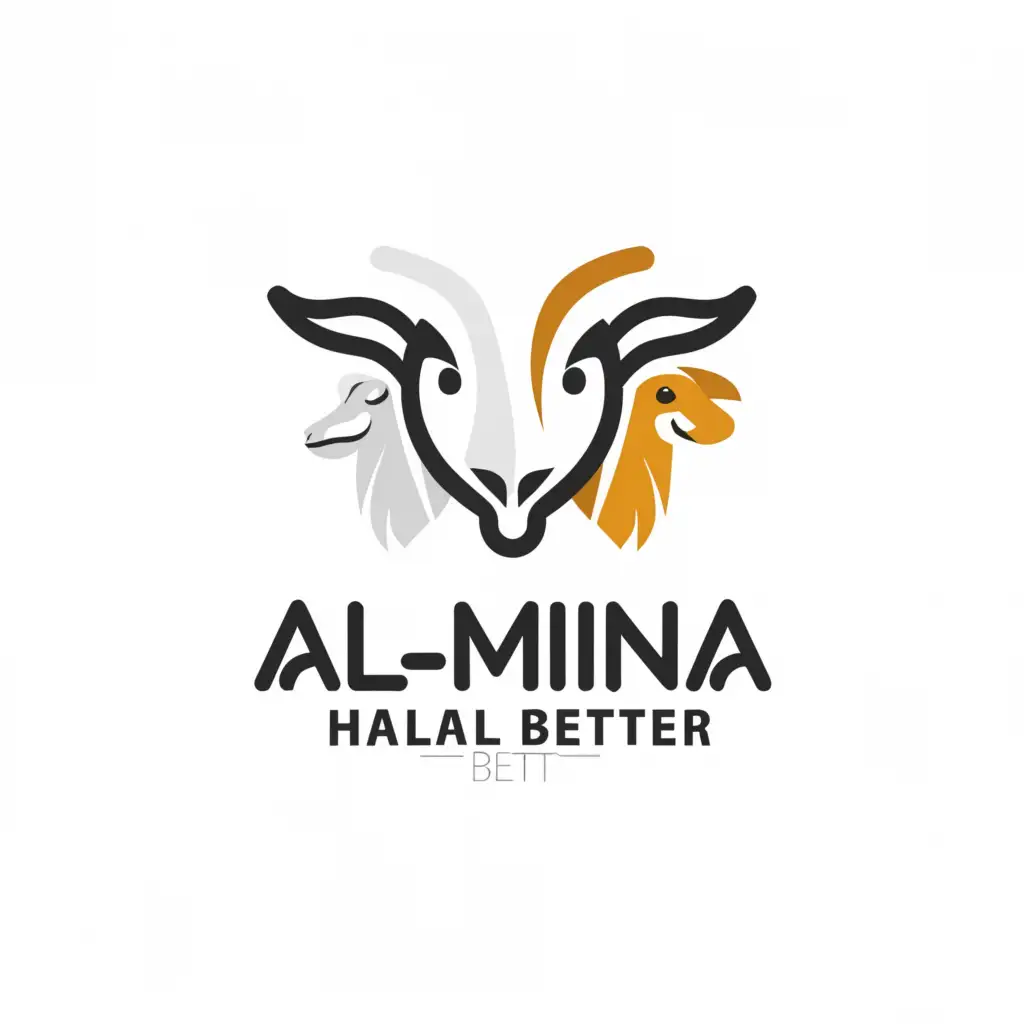 a logo design,with the text "Al-Mina 
HALAL TEST BETTER", main symbol:Cow / sheep / goat,Minimalistic,be used in Religious industry,clear background