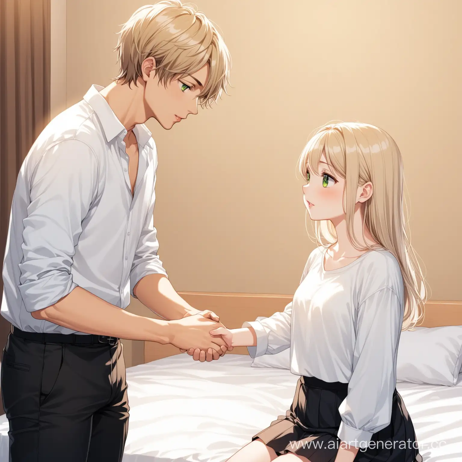 Teenage-Couple-Holding-Hands-Sitting-on-Bed