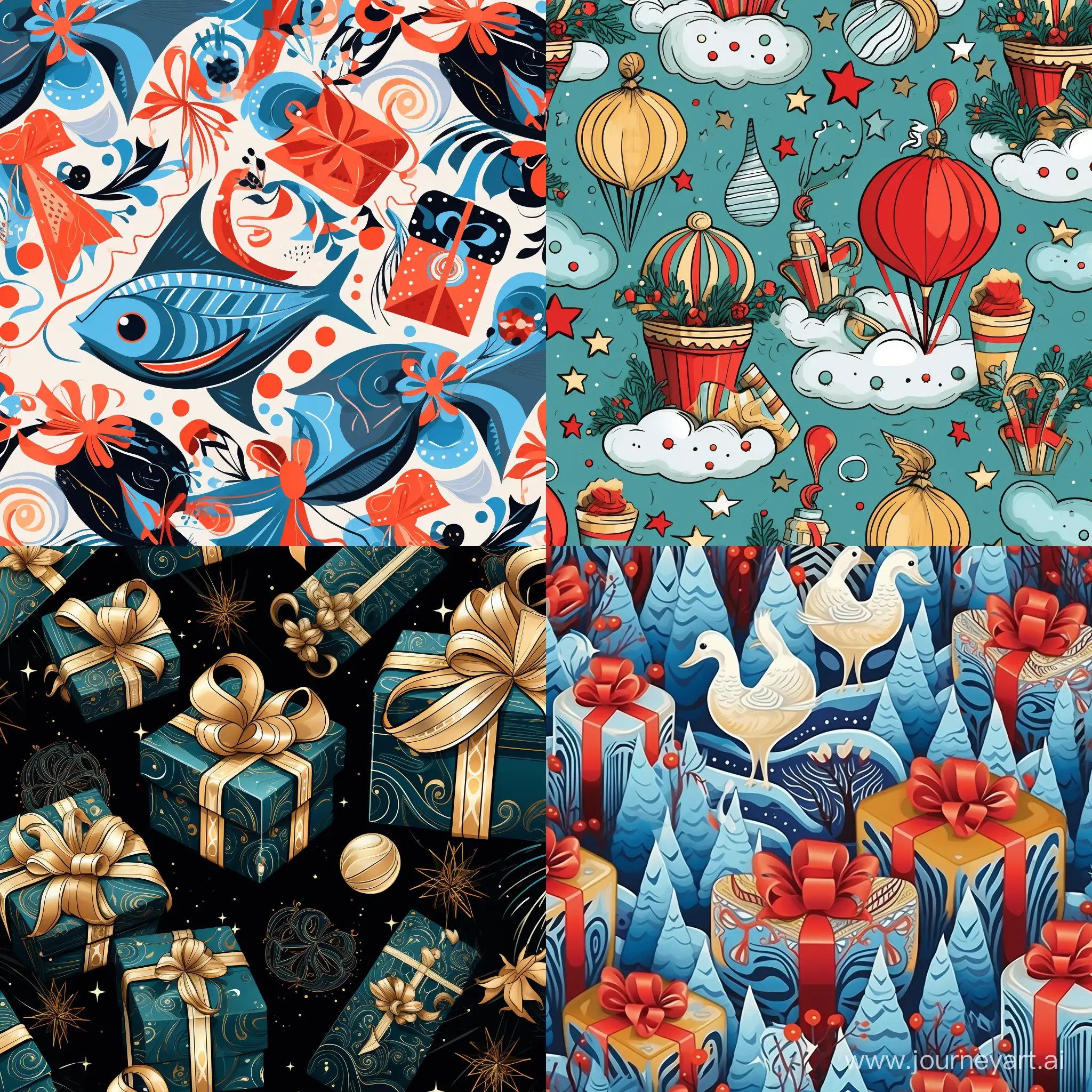 pattern for packaging a New Year's gift, in vector style